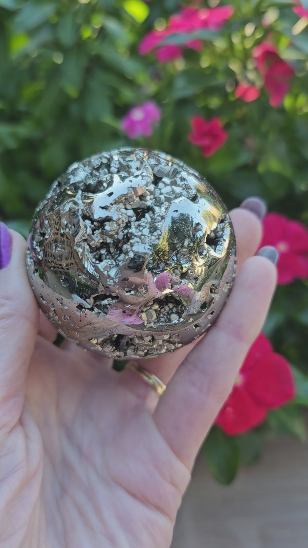 Pyrite Crystal Sphere - 59mm Natural Golden Stone Ball