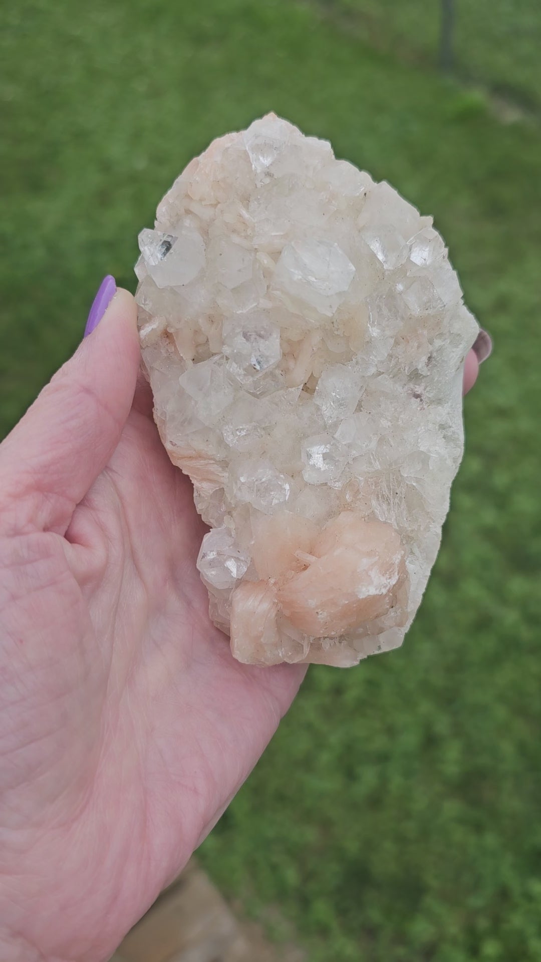Apophyllite with Stillbite Raw Crystal Cluster