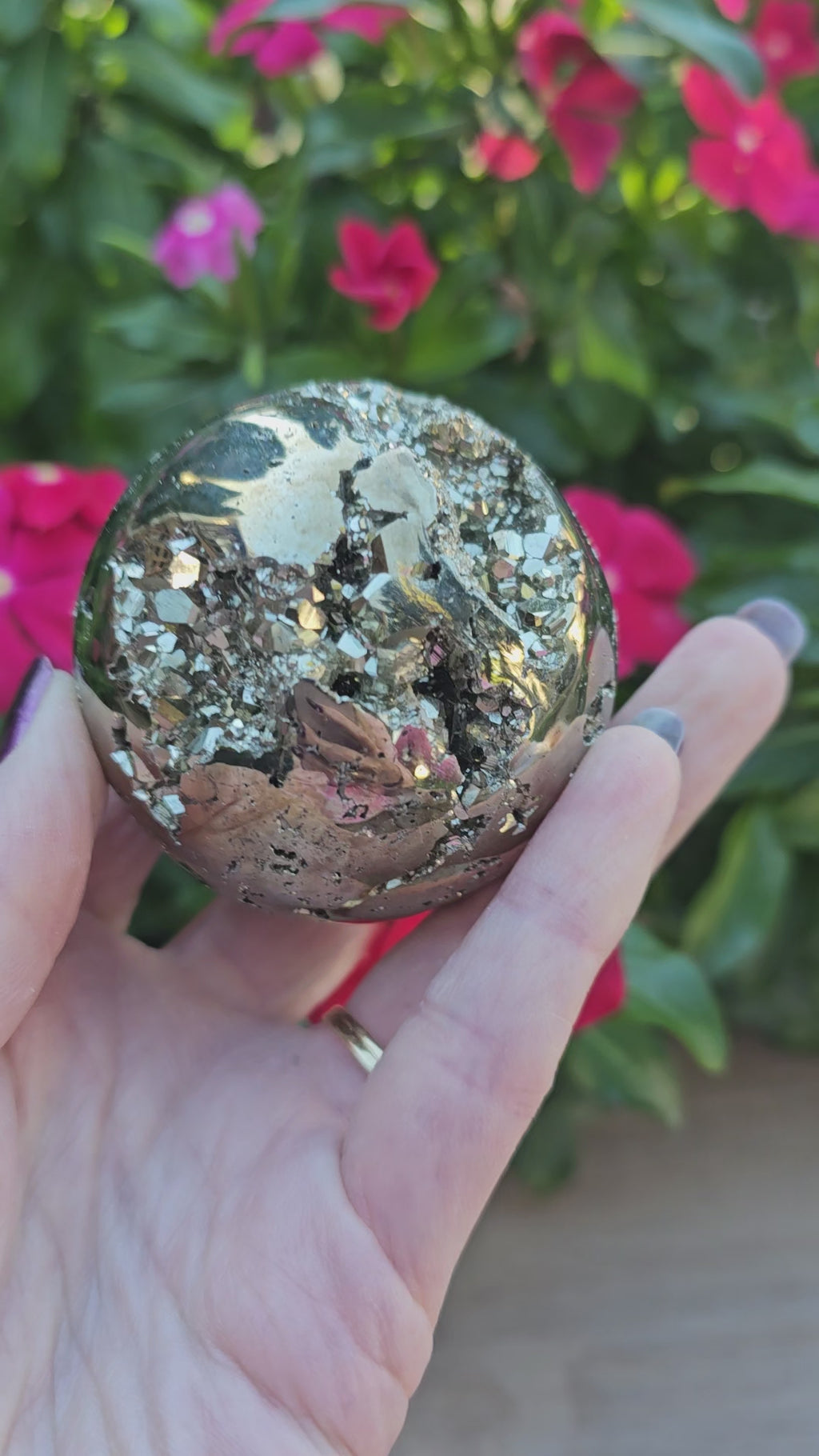 Pyrite Crystal Sphere - 58mm Natural Golden Stone Ball