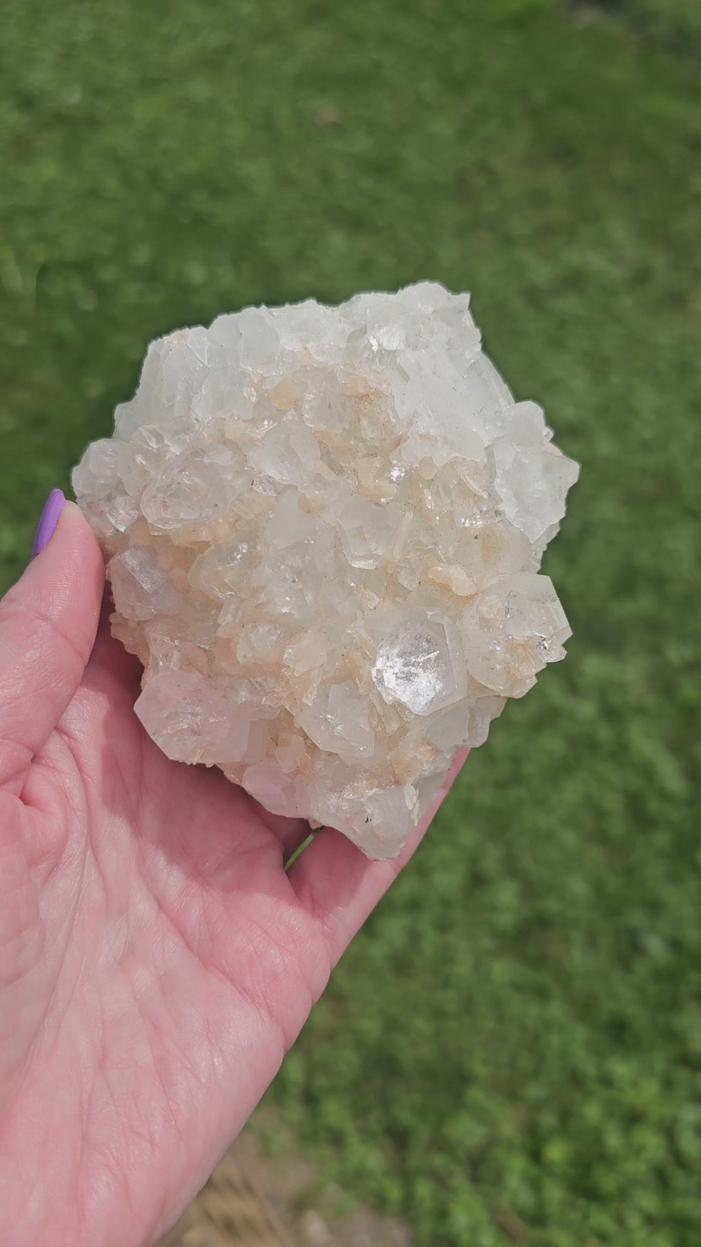 Apophyllite with Stillbite Raw Crystal Cluster