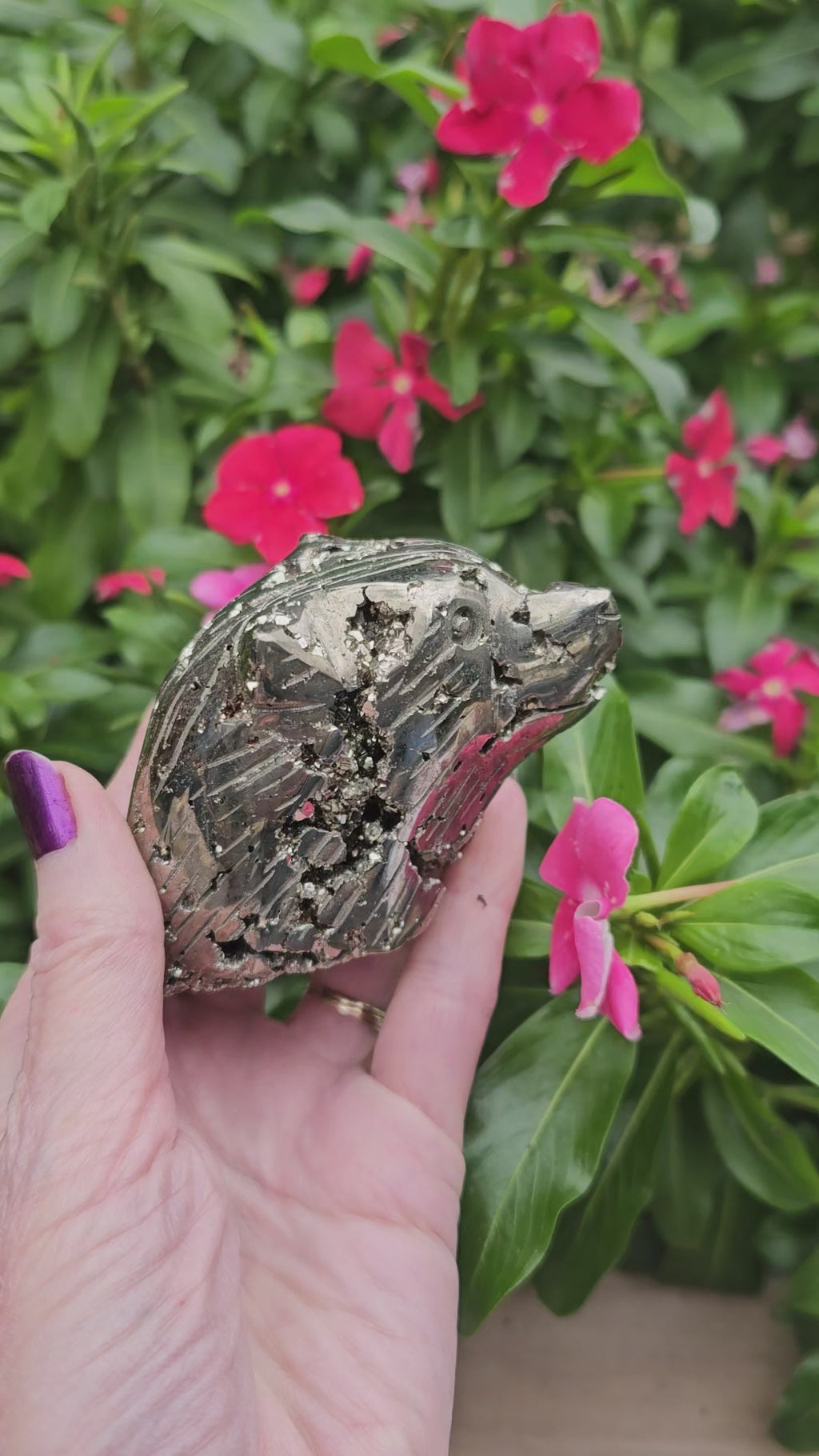 Pyrite Crystal Bear - 3.1" Natural Stone Carving