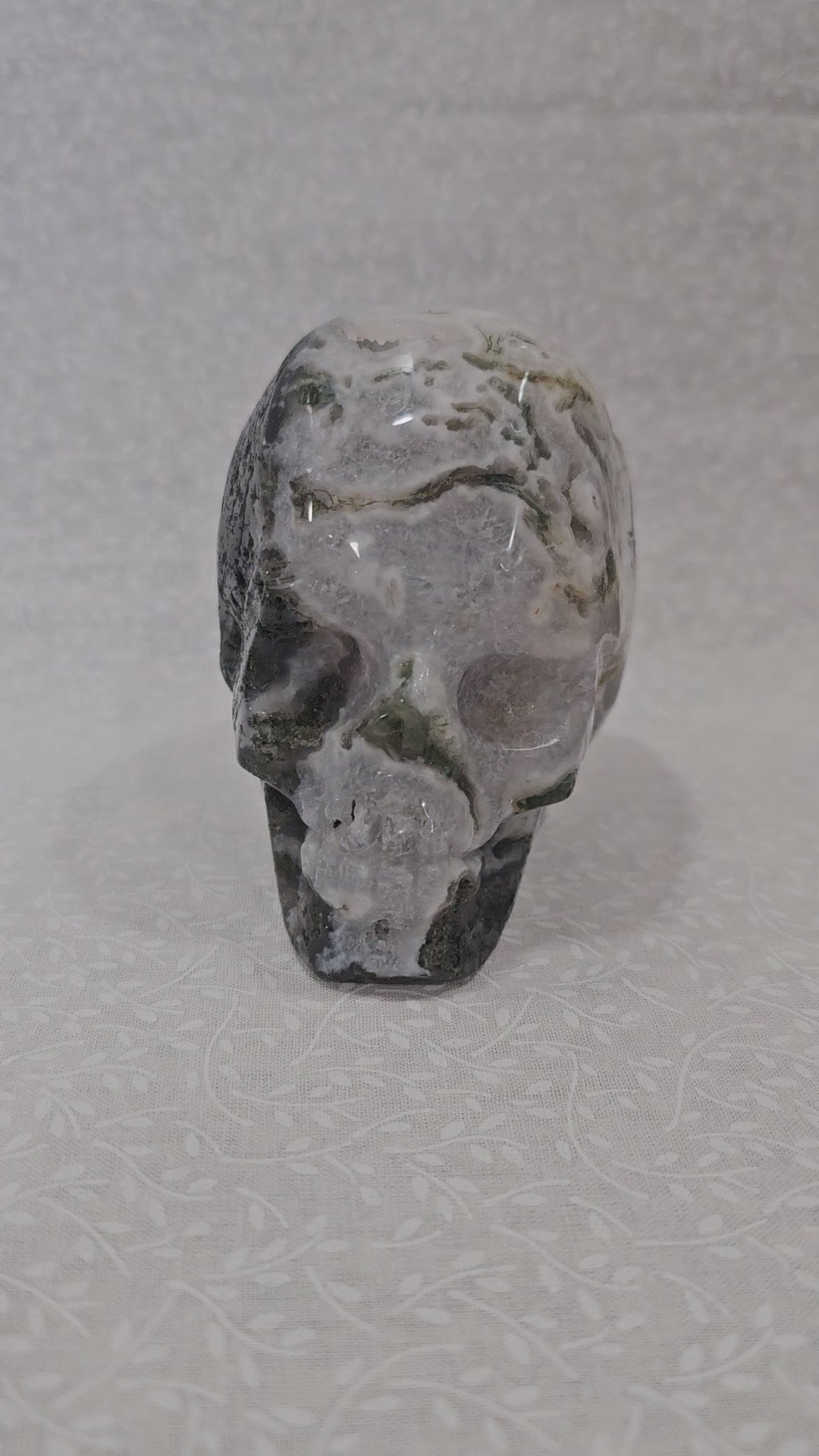 Moss Agate Crystal Skull