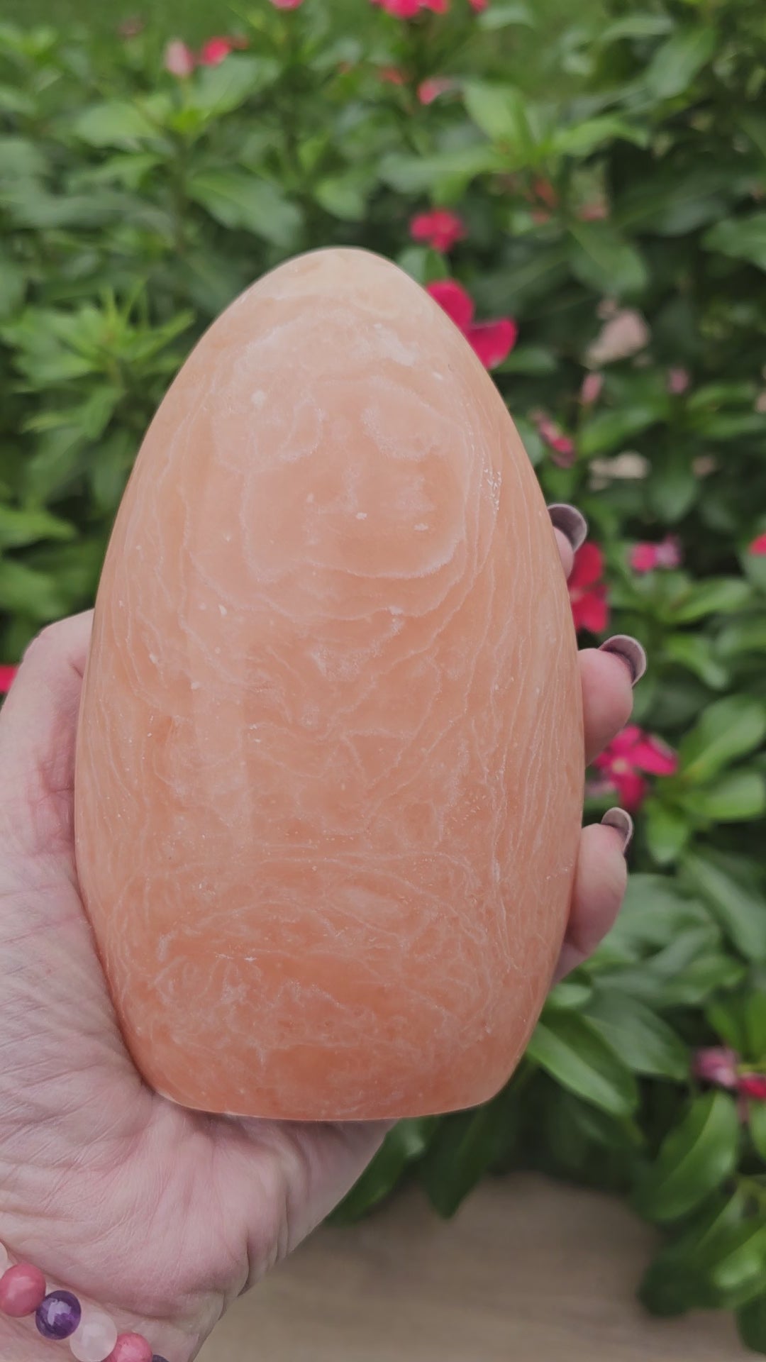 Orange Calcite Crystal Freeform with Light Natural Healing Stone Lamp