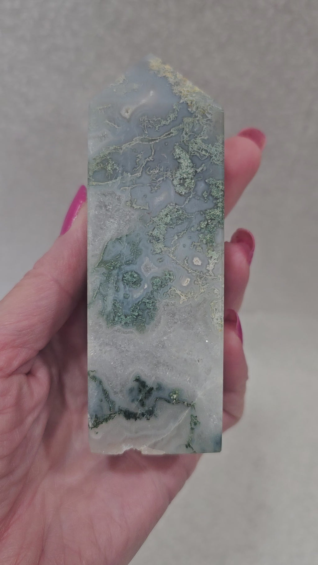 Moss Agate Crystal Tower