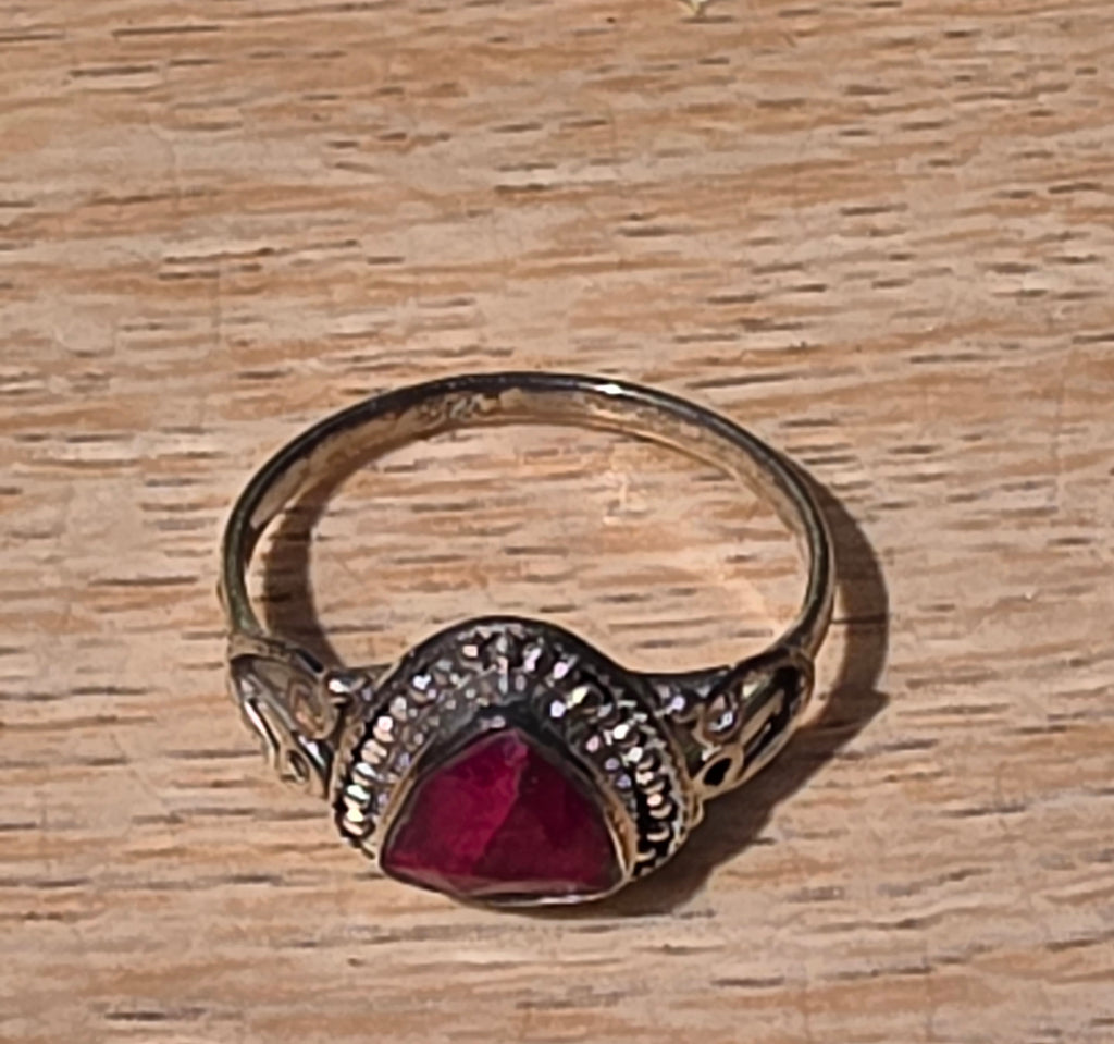 Sterling Silver Ruby Gemstone Ring - Size 7
