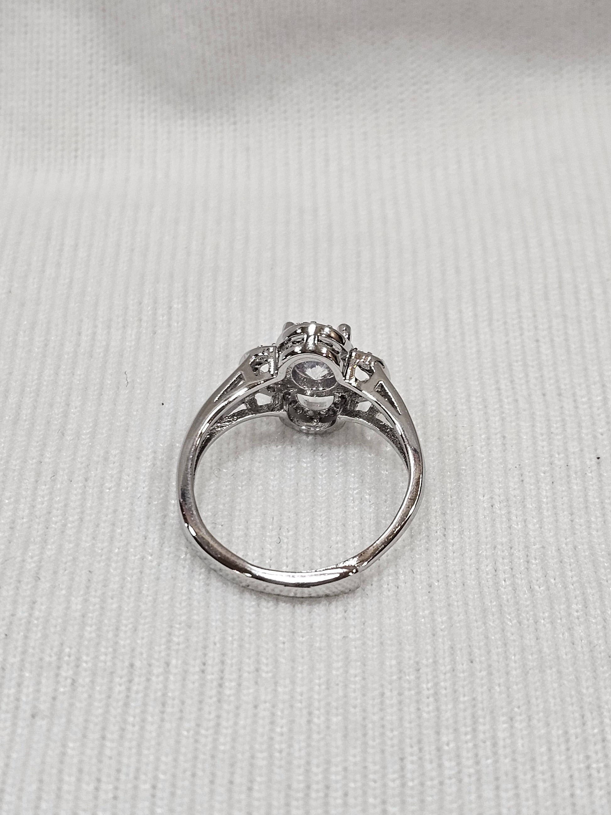 Sapphire Quartz Crystal Ring - Sterling Silver Natural Gemstone Size 7.5 Adjustable