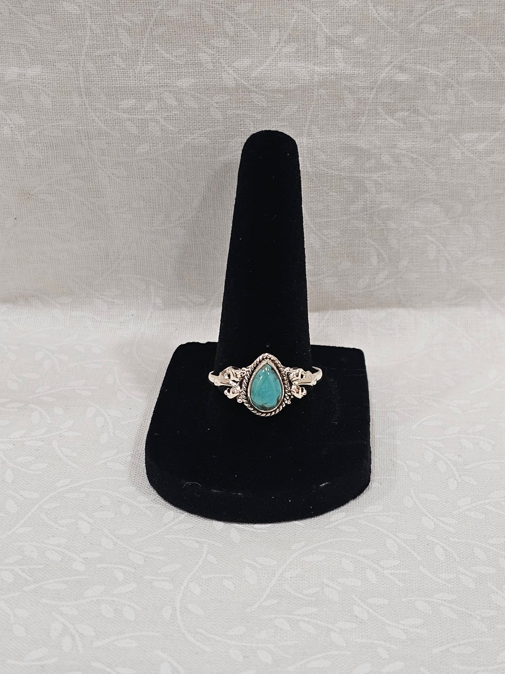 Sterling Silver Turquoise Gemstone Ring Open Back Design - Size 10