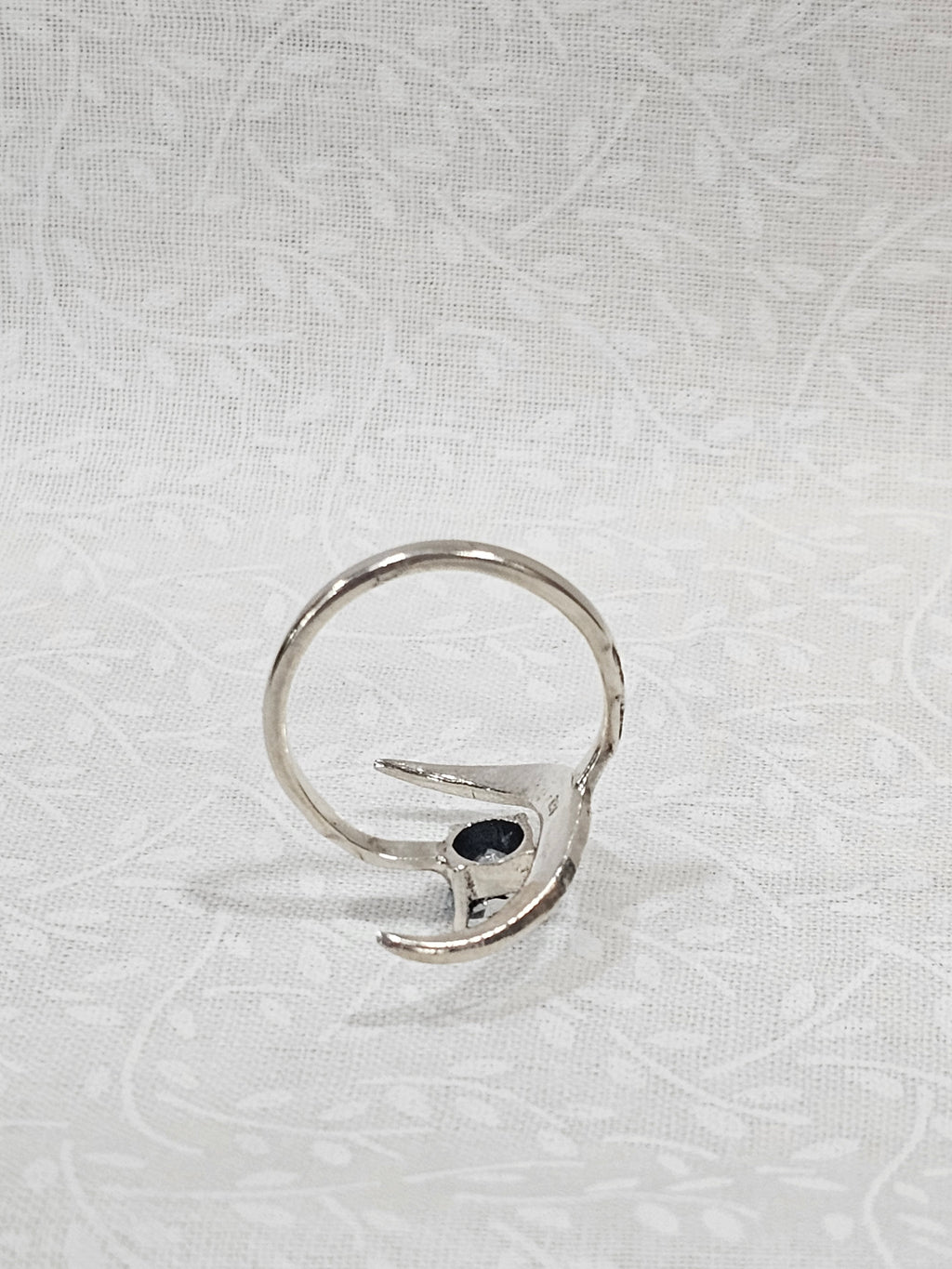 Sterling Silver Blue Topaz Moon Ring - Size 8.5