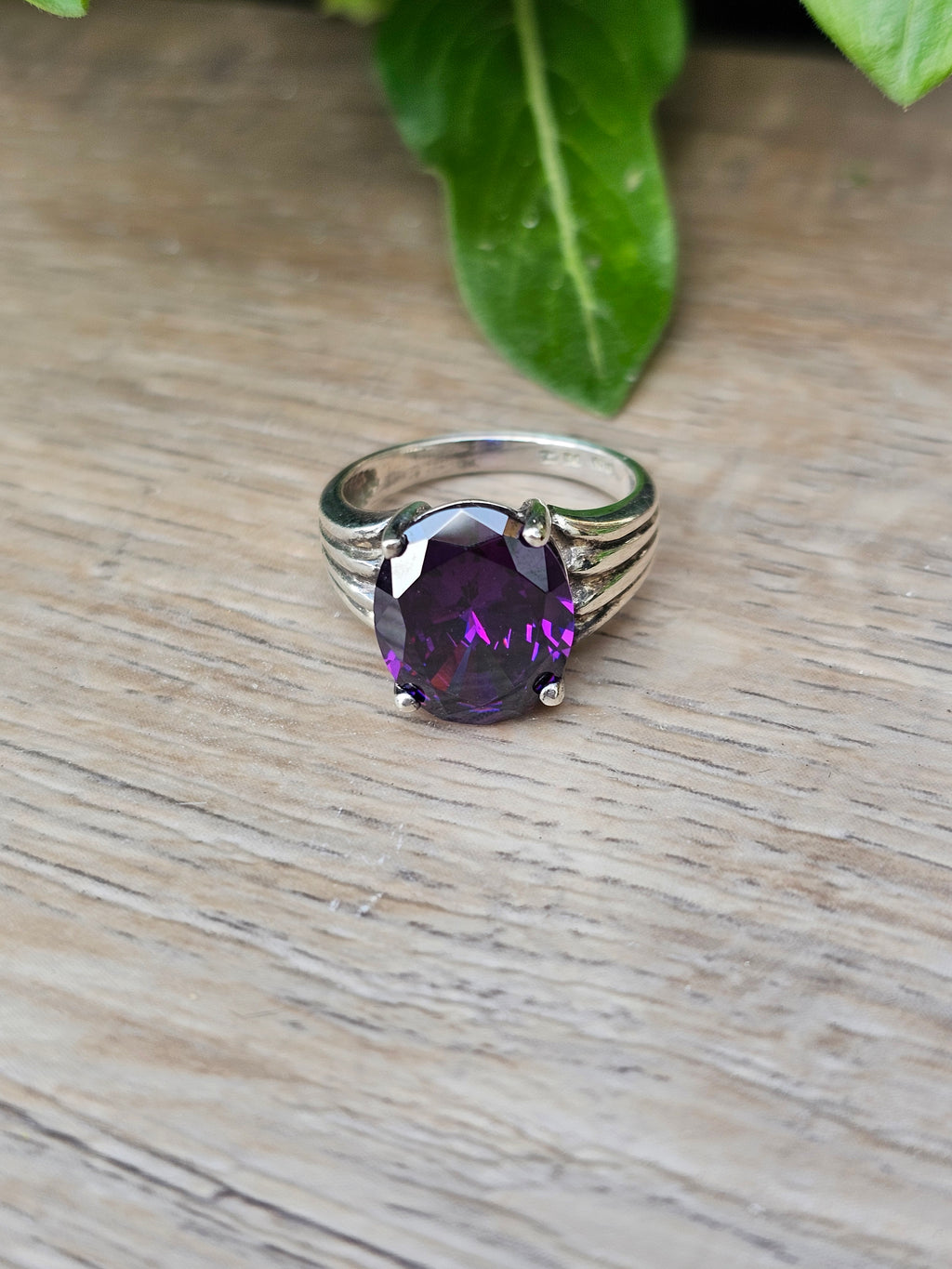 Amethyst Gemstone Sterling Silver Ring — Size 5