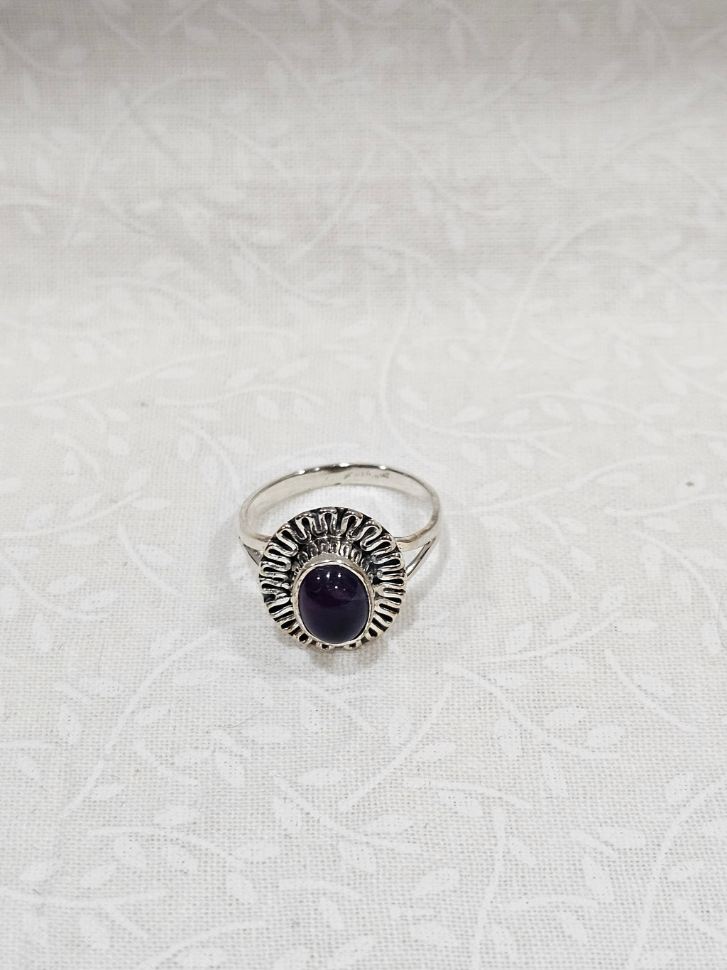 Sterling Silver Black Onyx Crystal Ring - Size 6
