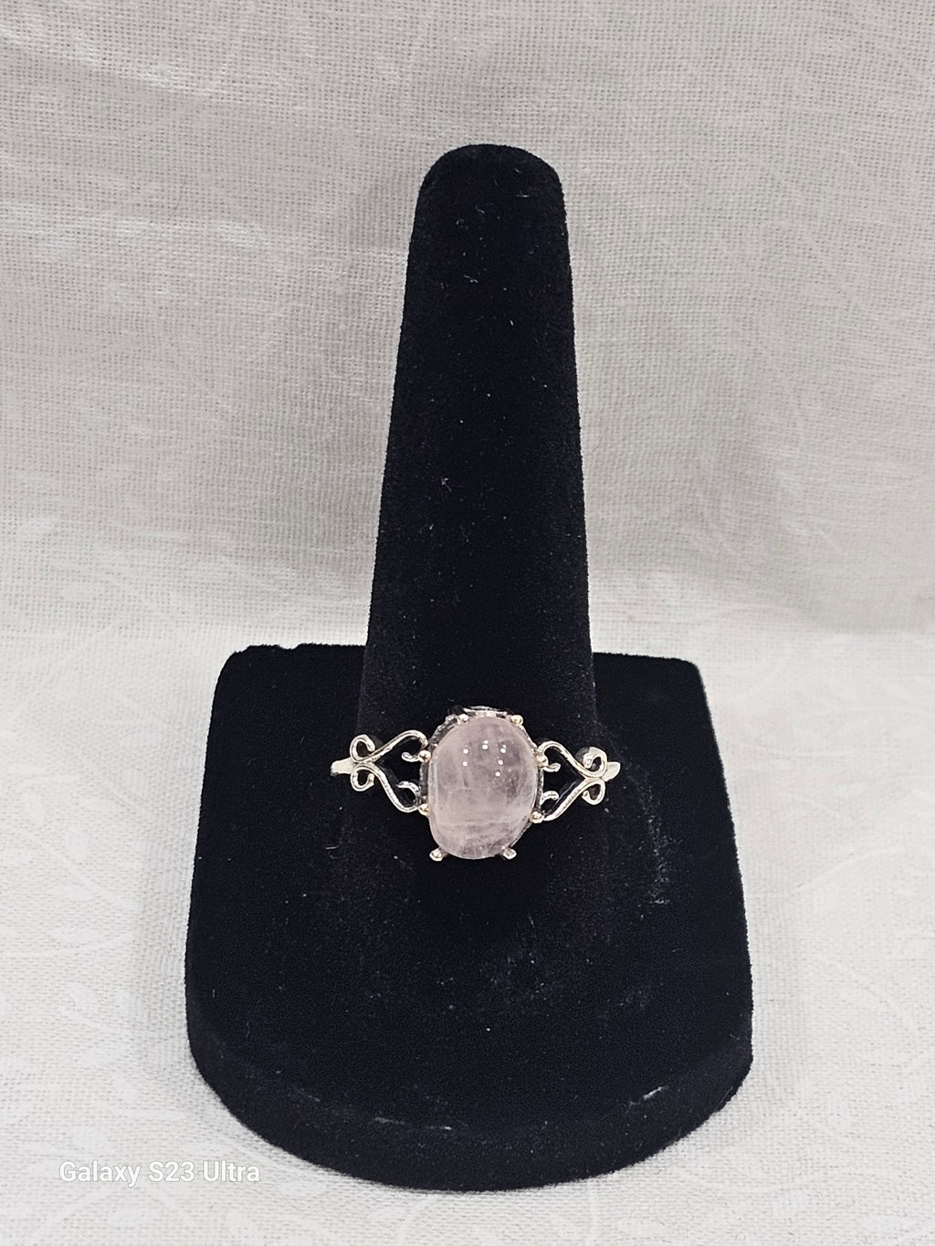 Sterling Silver Pink Quartz Gemstone Ring - Size 8