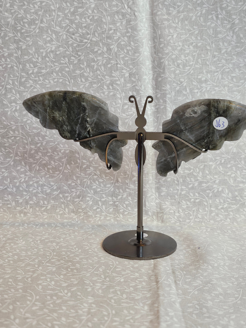 Labradorite Crystal Butterfly Wings with Stand - 5 Inch Natural Stone Decor
