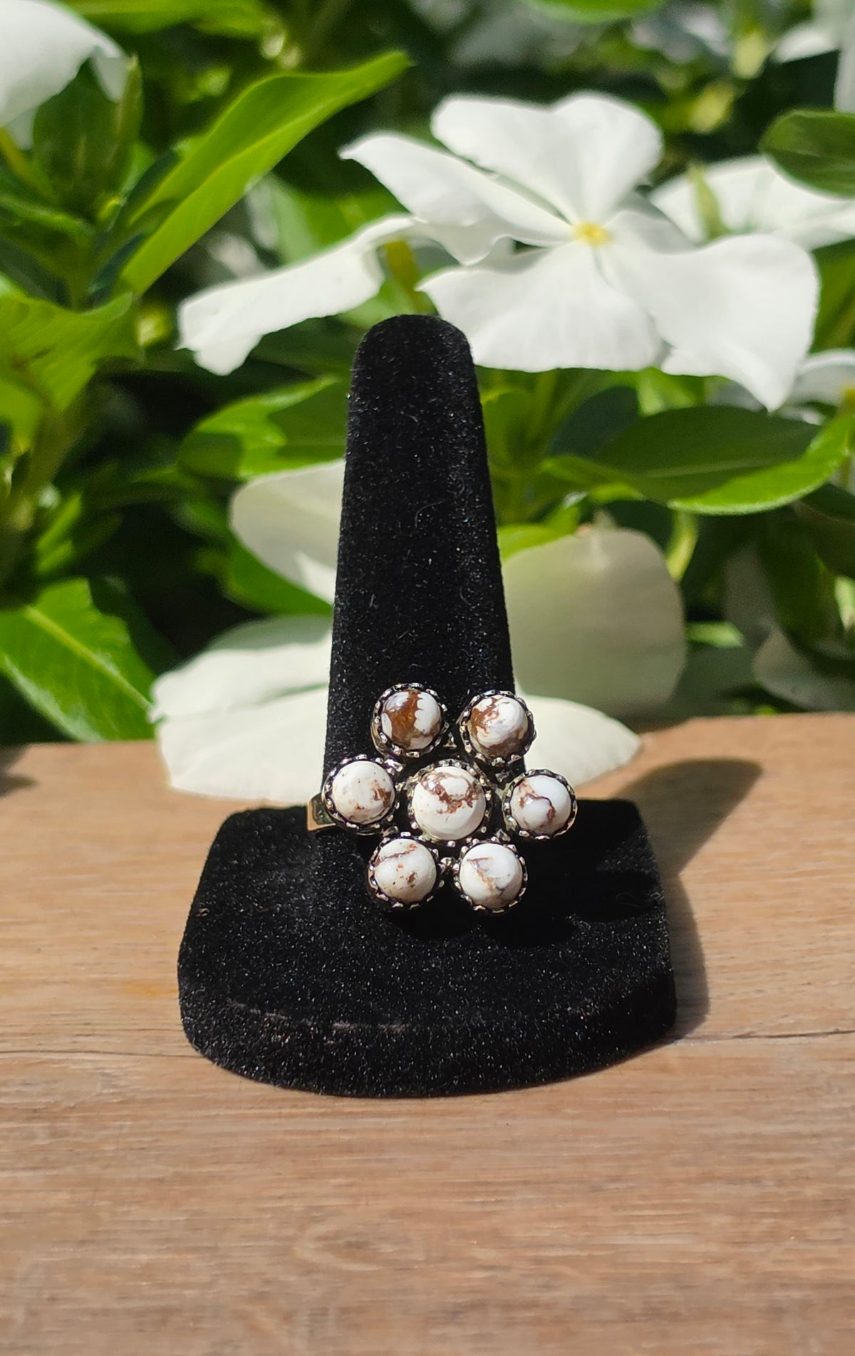 Sterling Silver White Buffalo Closed Back Ring Size 6