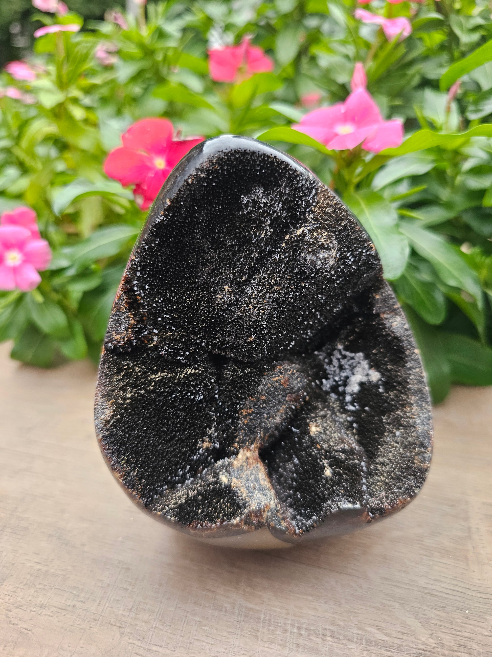 Septarian with Calcite Crystal Dragon Egg - 5.1" Polished Stone