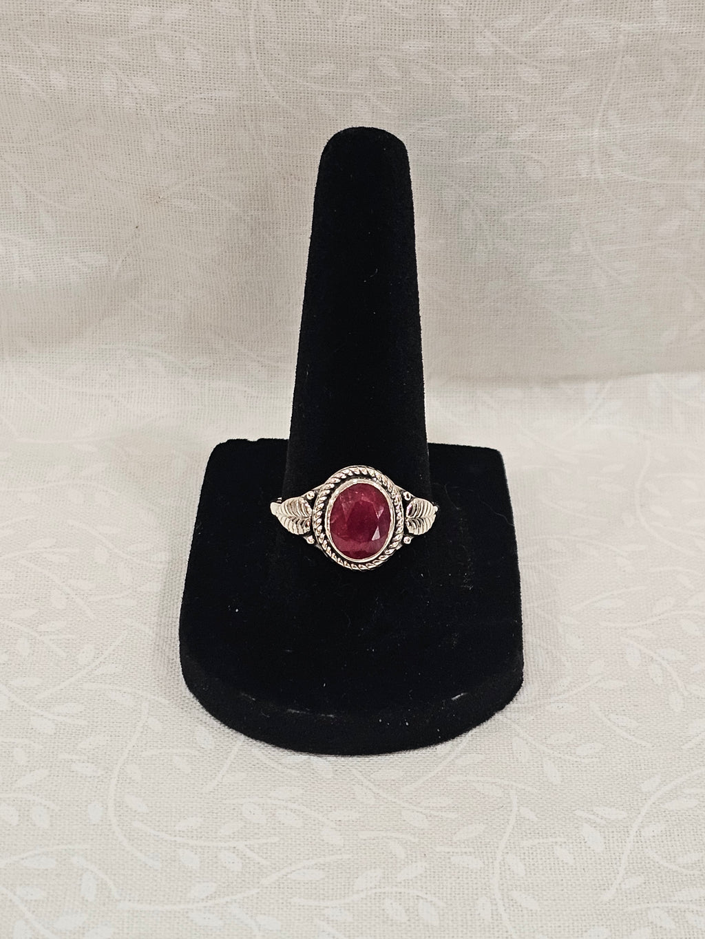 Sterling Silver Ruby Gemstone Ring - Size 9