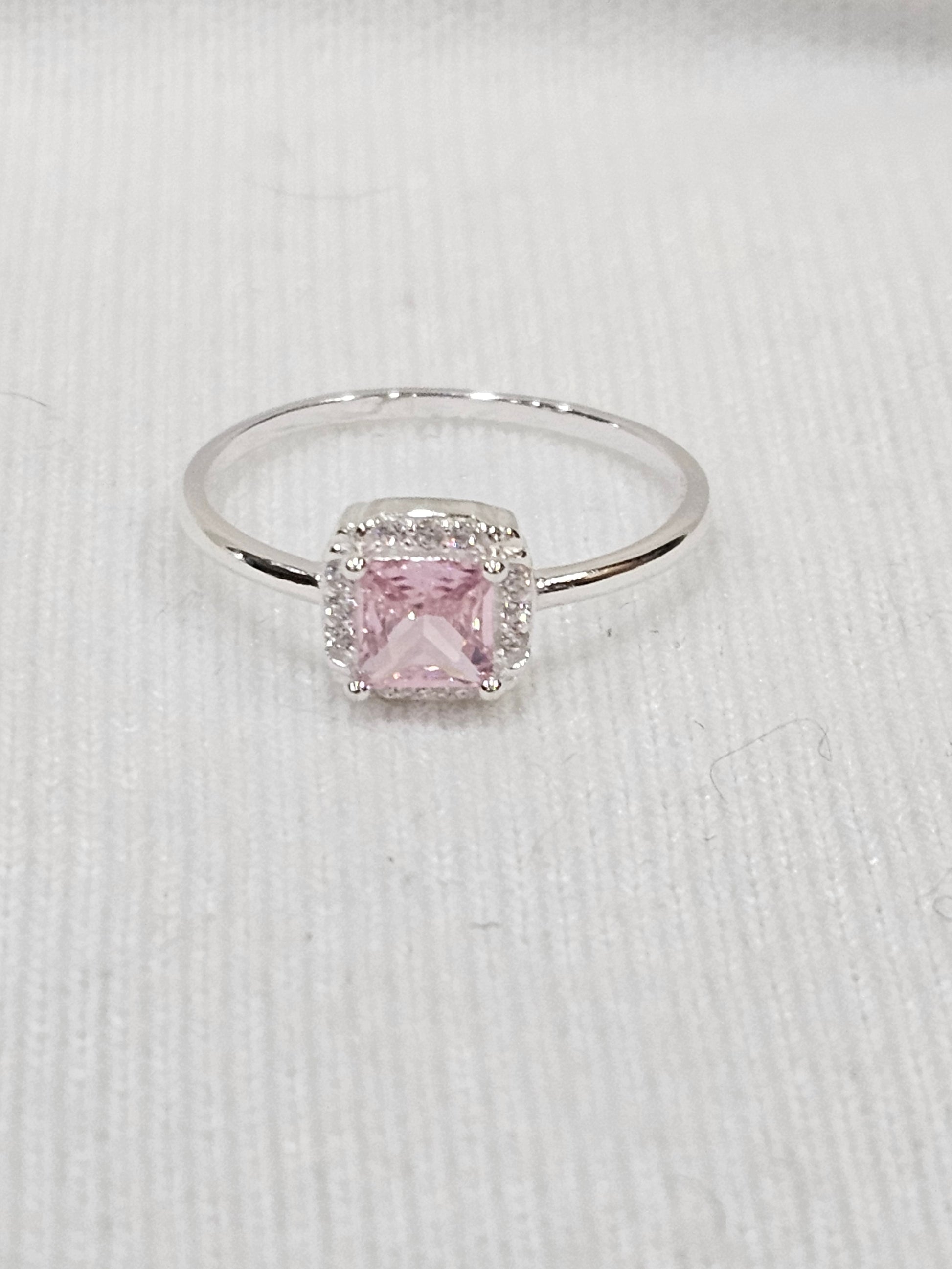 Pink Sapphire Sterling Silver Ring - Size 8.5