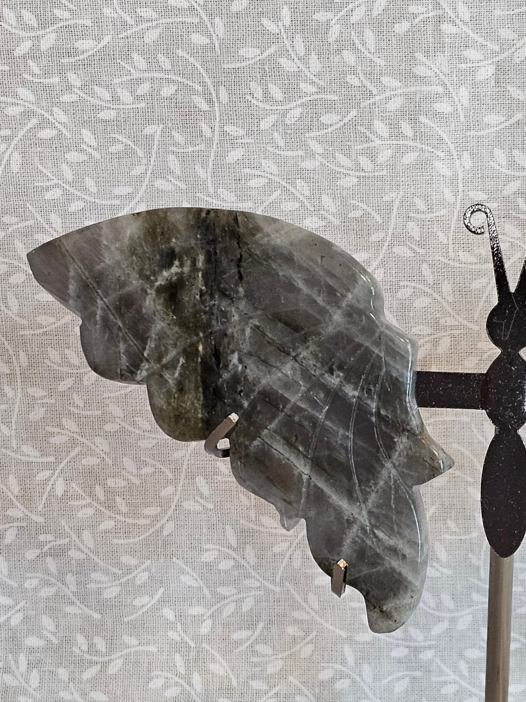 Labradorite Crystal Butterfly Wings with Stand - 5 Inch Natural Stone Decor