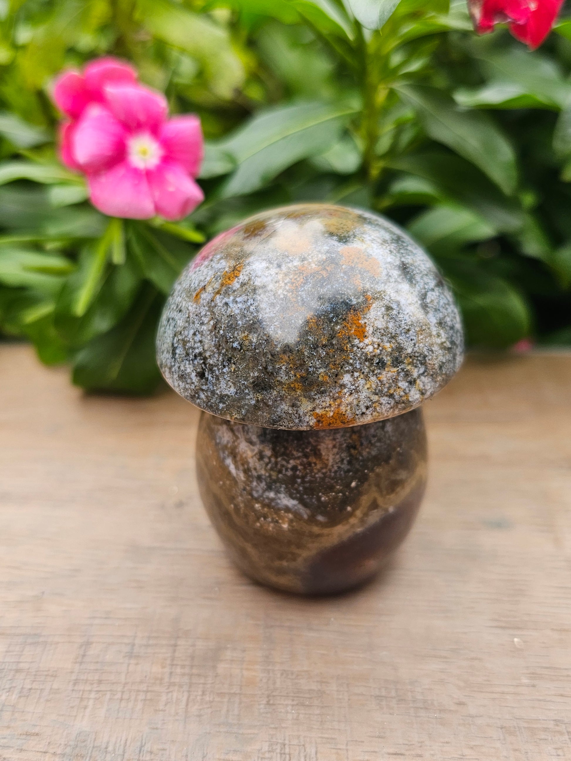 Ocean Jasper Crystal Mushroom - 2.7" Tall Natural Stone Carving