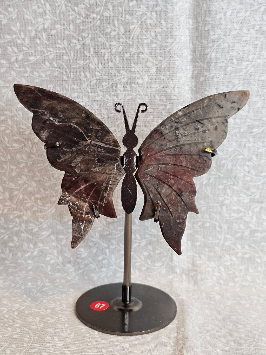Jasper Crystal Butterfly Wings with Stand Red Tones - 5 Inch Natural Stone Decor