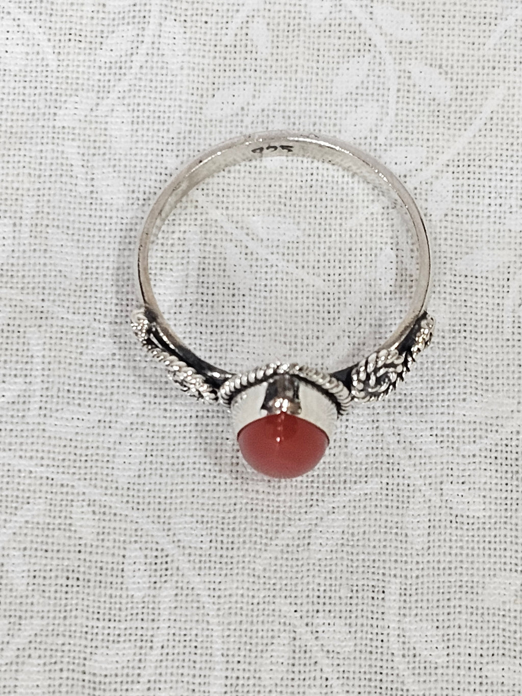 Sterling Silver Amber Gemstone Ring - Size 8
