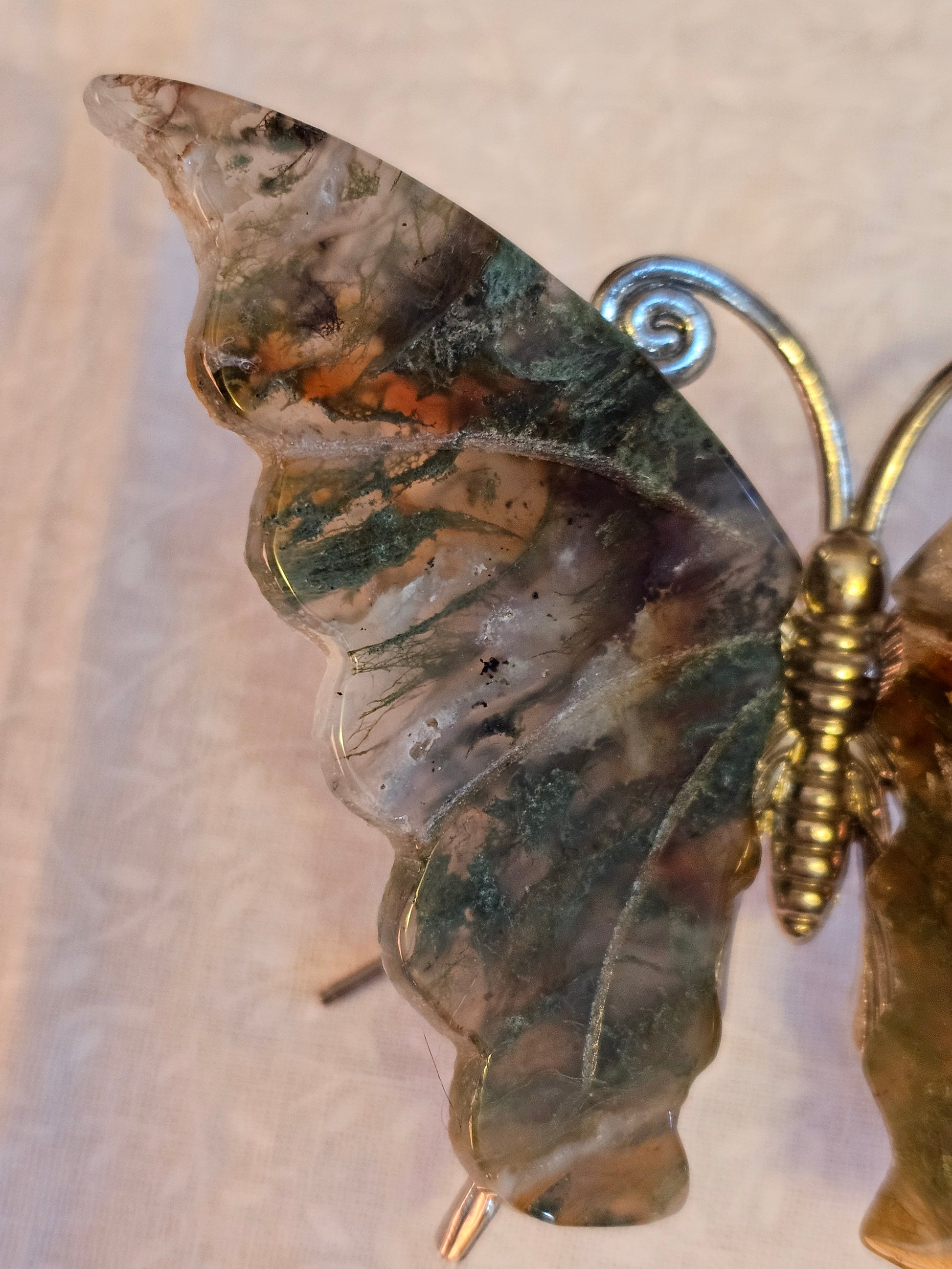 Moss Agate Crystal Butterfly