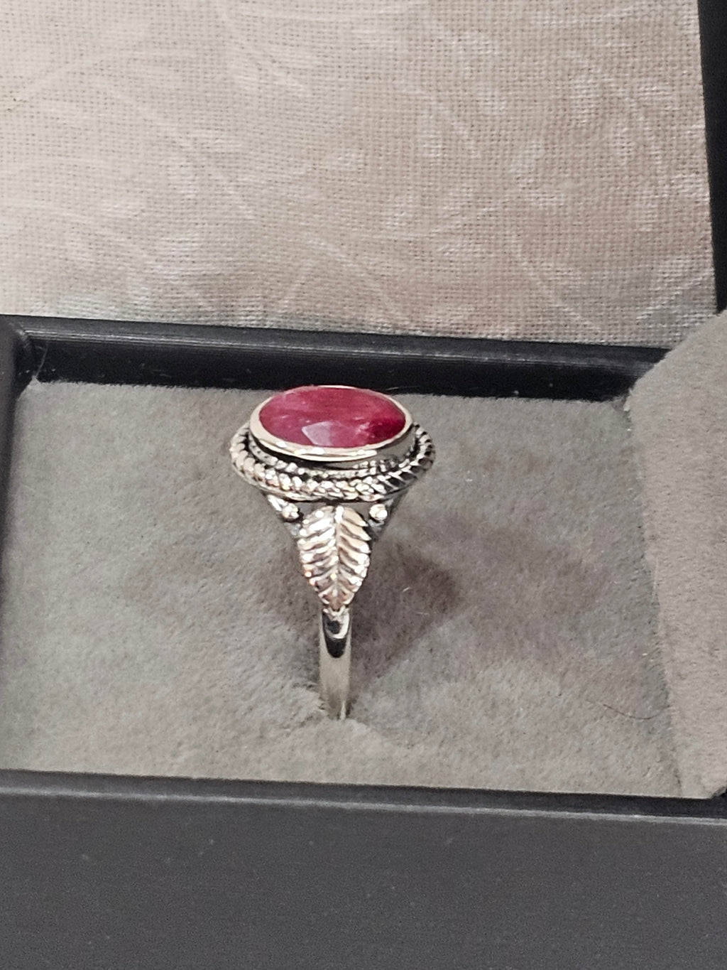 Sterling Silver Ruby Gemstone Ring - Size 9