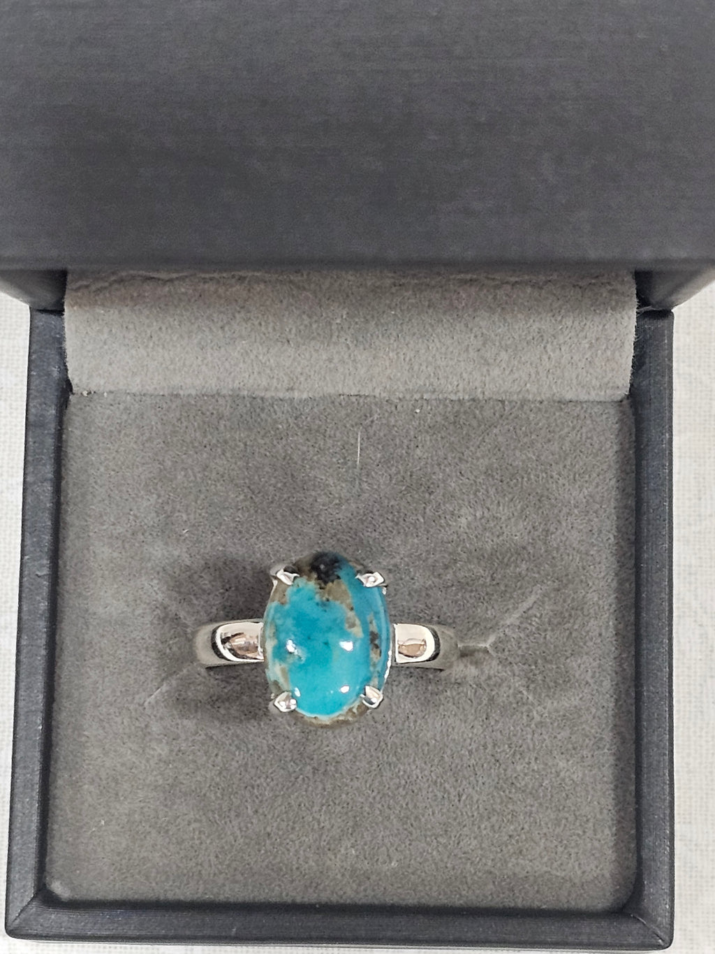 Sterling Silver Turquoise Gemstone Ring Matrix Pattern - Size 9