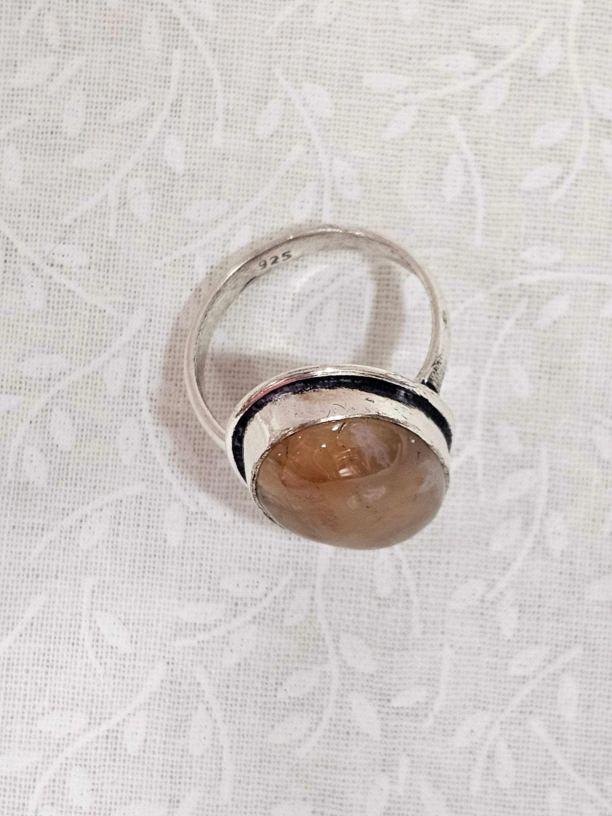 Sterling Silver Agate Gemstone Ring - Size 8