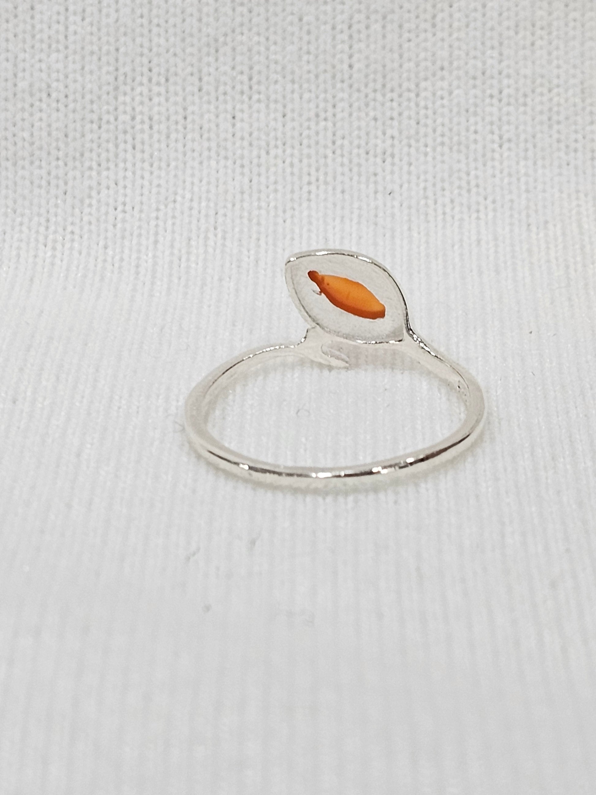 Carnelian Gemstone Sterling Silver Ring - Size 9