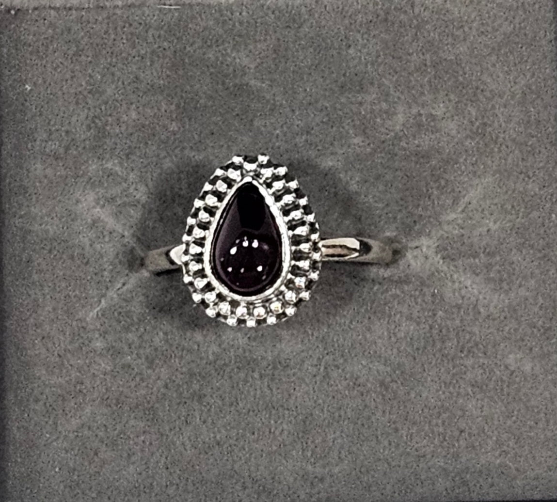 Sterling Silver Golden Amber Ring - Size 8