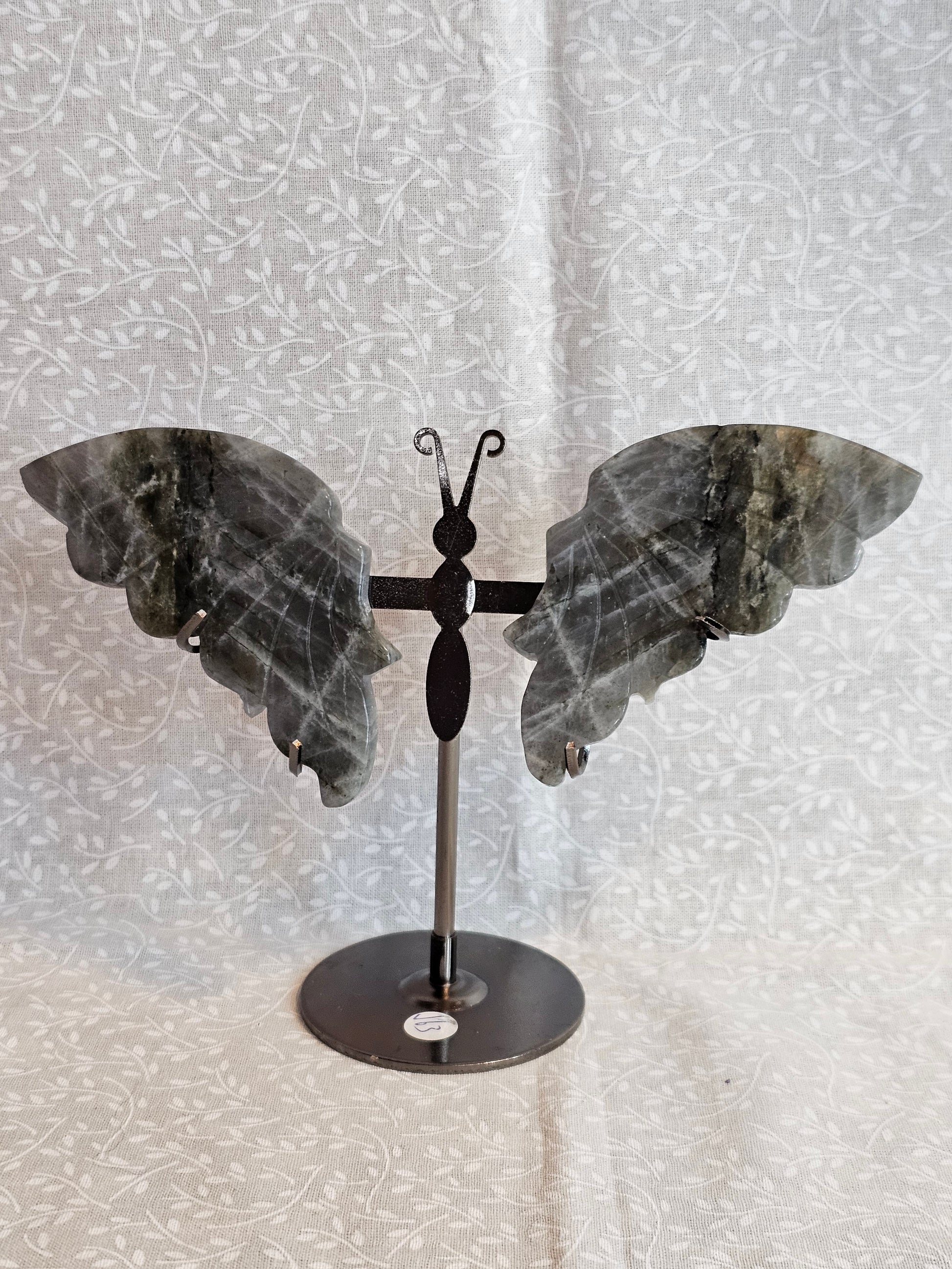 Labradorite Crystal Butterfly Wings with Stand - 5 Inch Natural Stone Decor