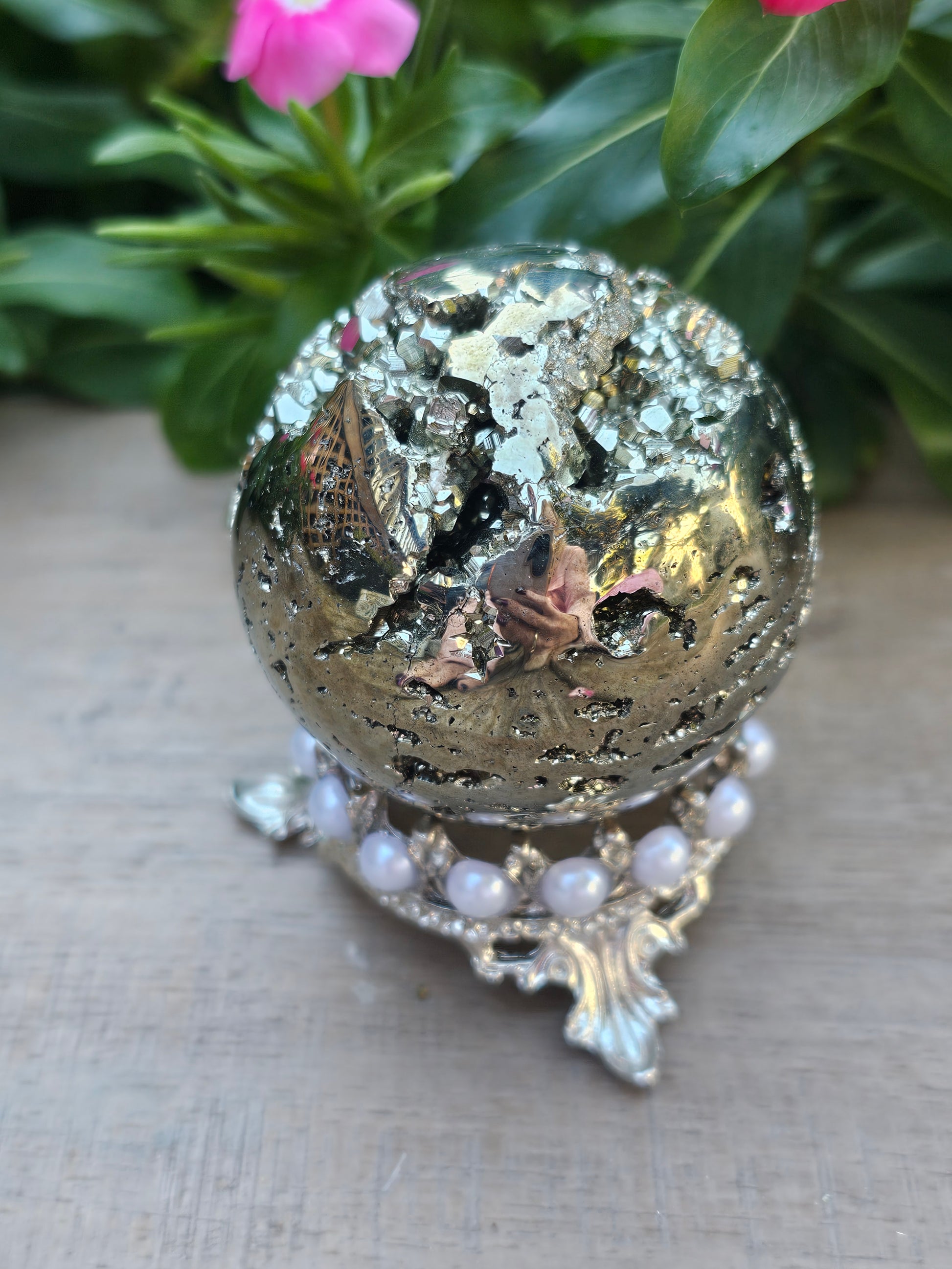 Pyrite Crystal Sphere - 58mm Natural Golden Stone Ball