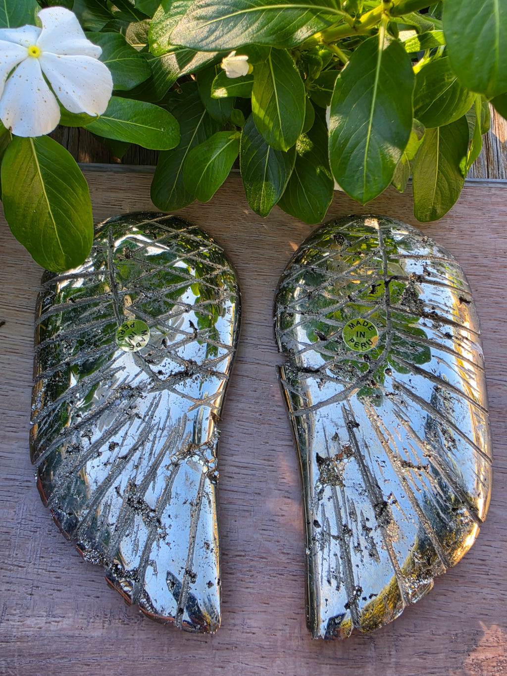 Pyrite Crystal Angel Wings – Approx. 6" x 3"