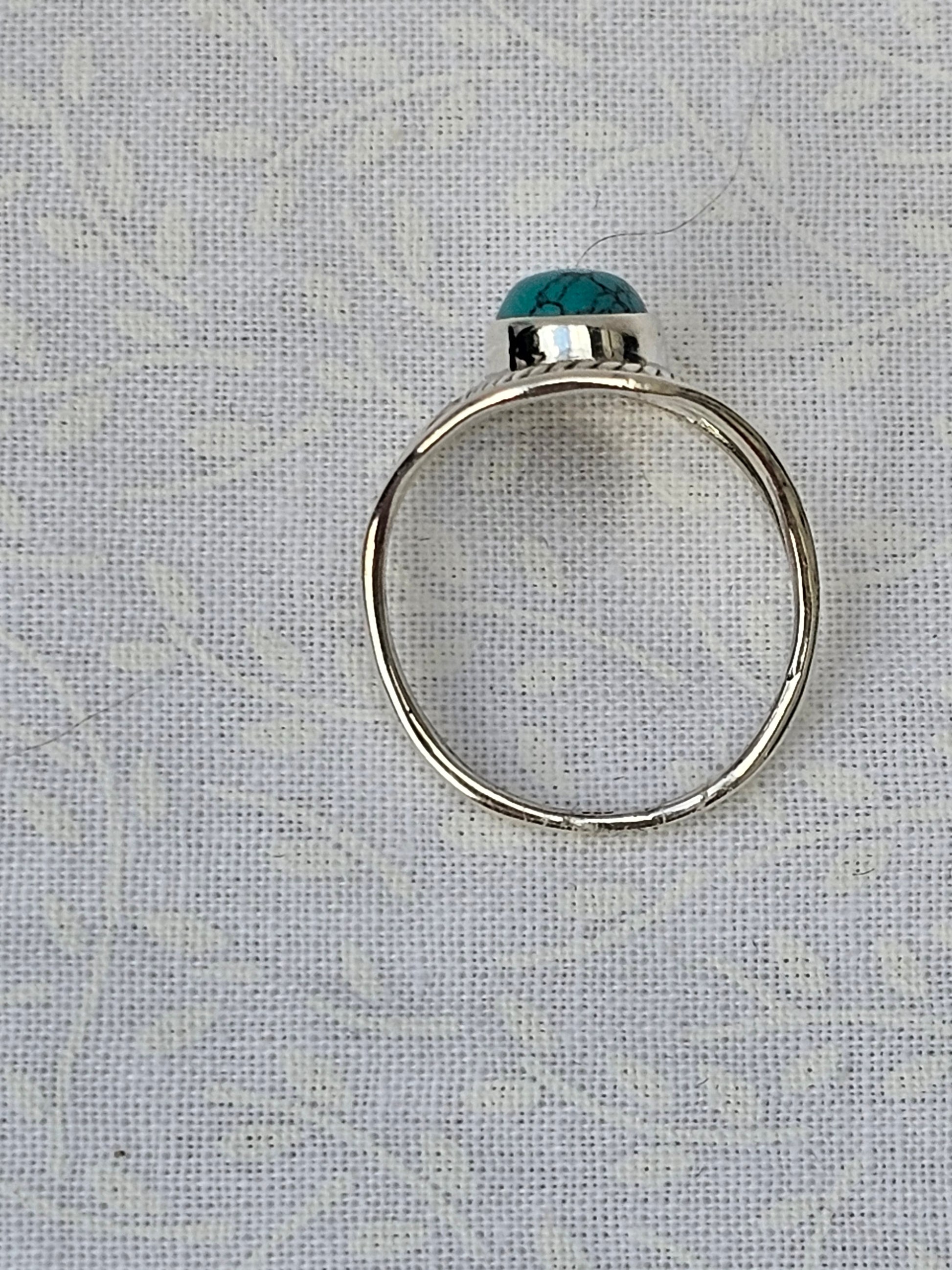 Sterling Silver Turquoise Gemstone Ring Healer Stone - Size 8