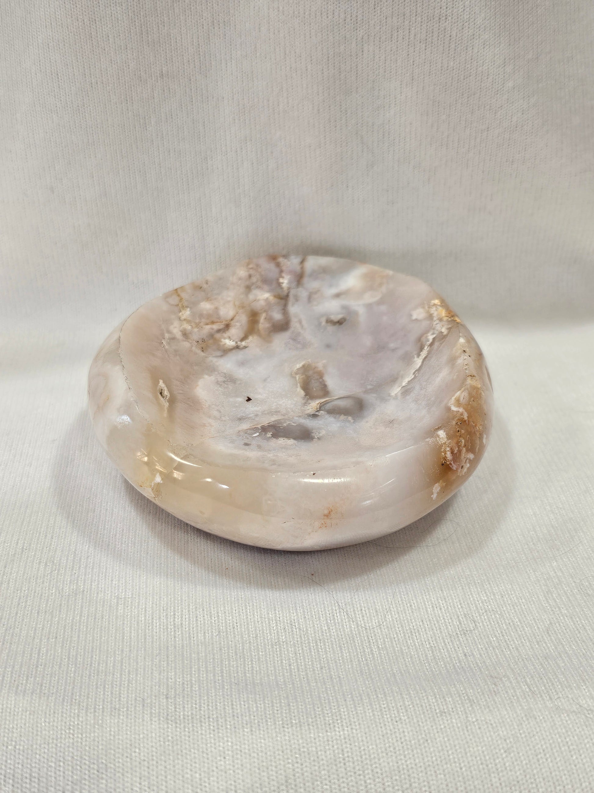 Flower Agate Crystal Bowl - 4" Natural Stone Dish