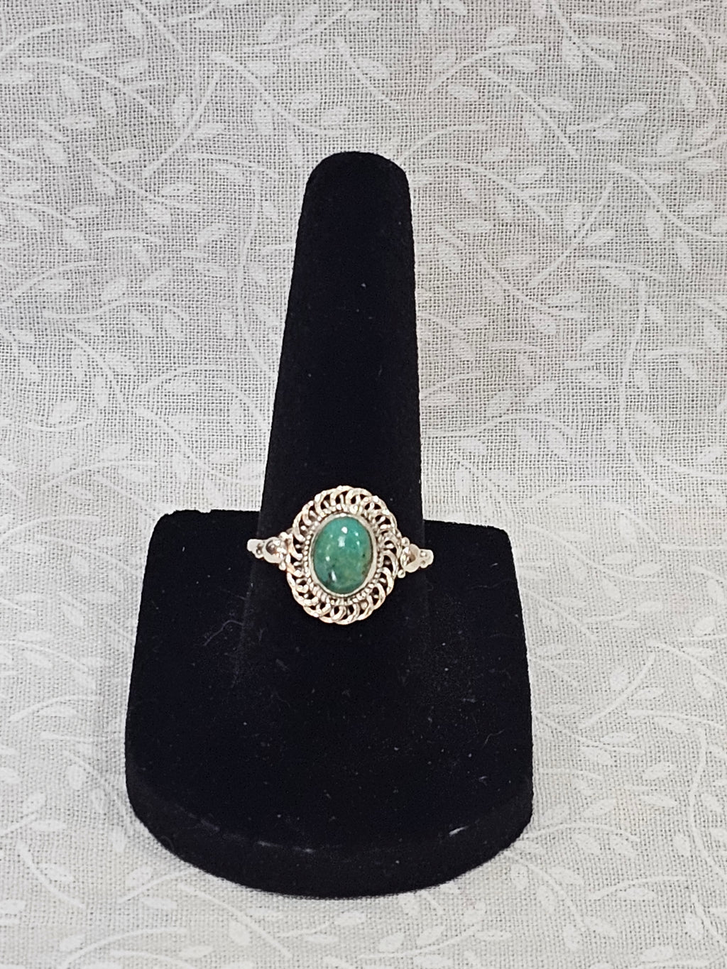 Sterling Silver Green Turquoise Gemstone Ring 7