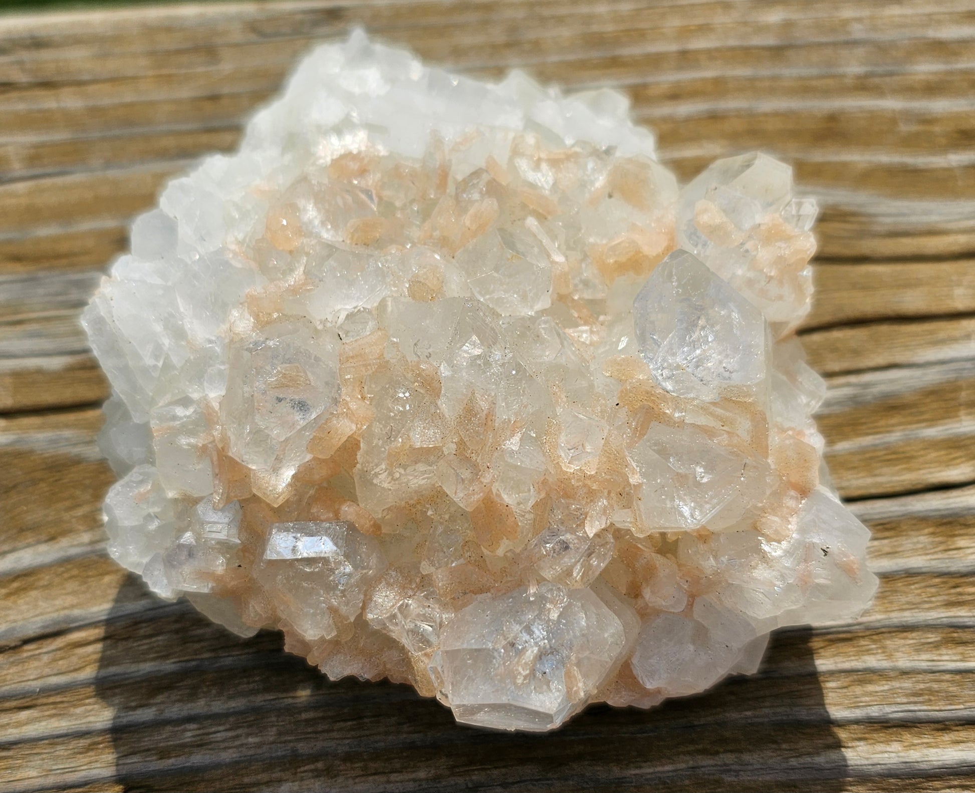 Apophyllite with Stillbite Raw Crystal Cluster