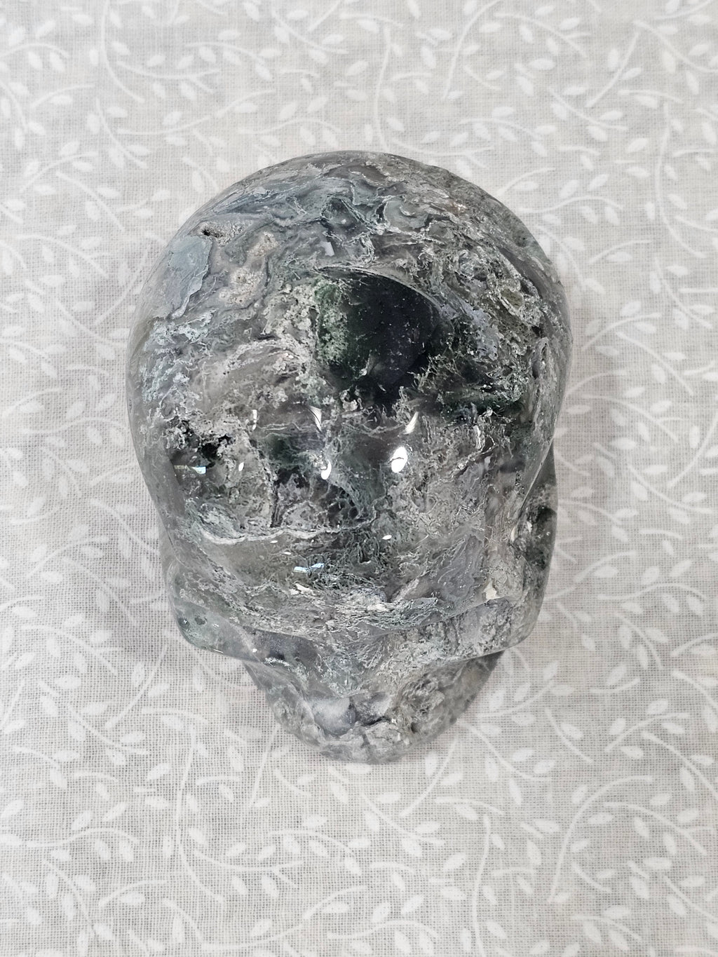 Moss Agate Crystal Skull 3.24 Inch