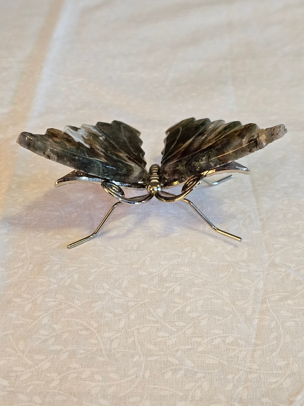 Moss Agate Crystal Butterfly