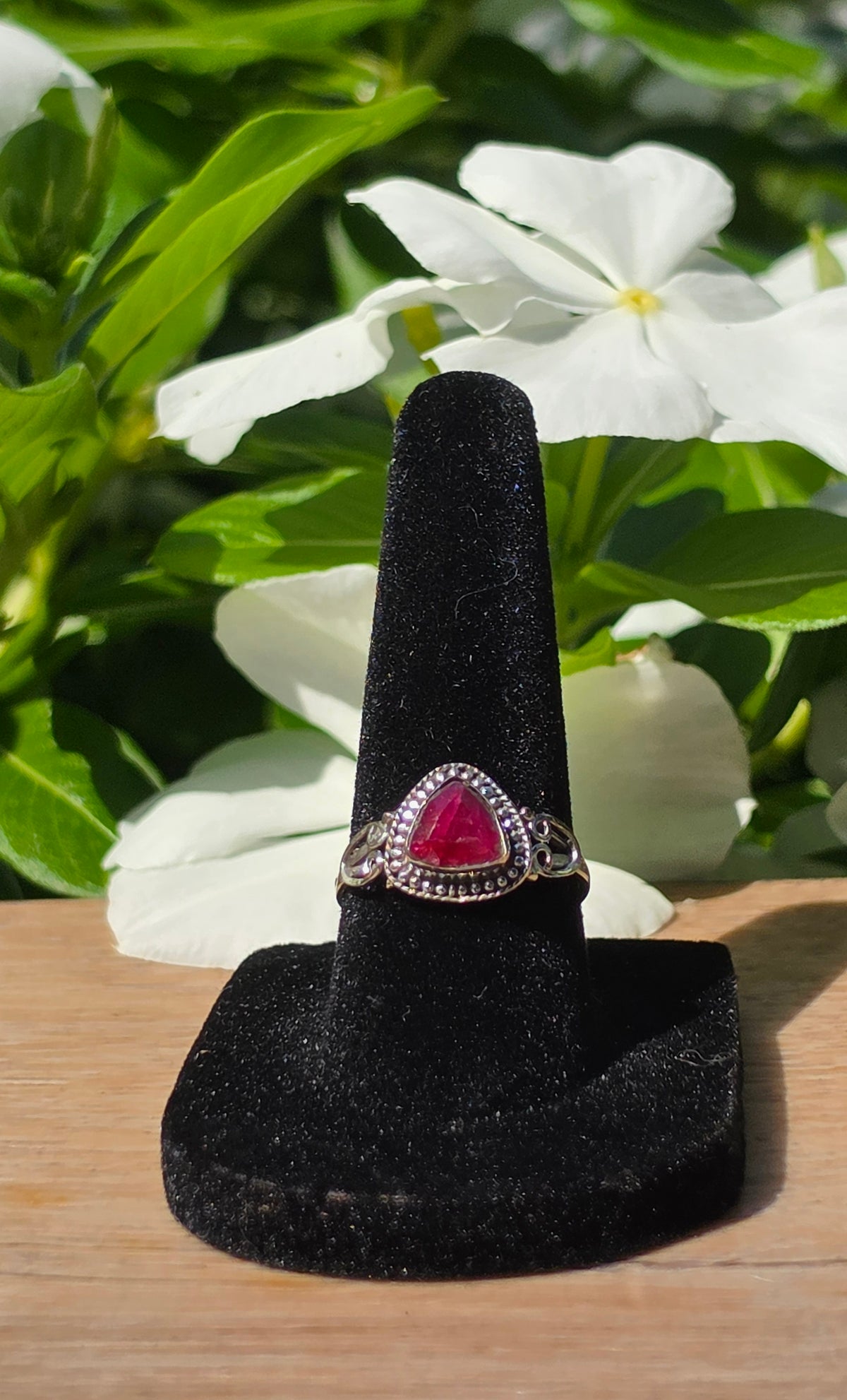Sterling Silver Ruby Gemstone Ring - Size 7