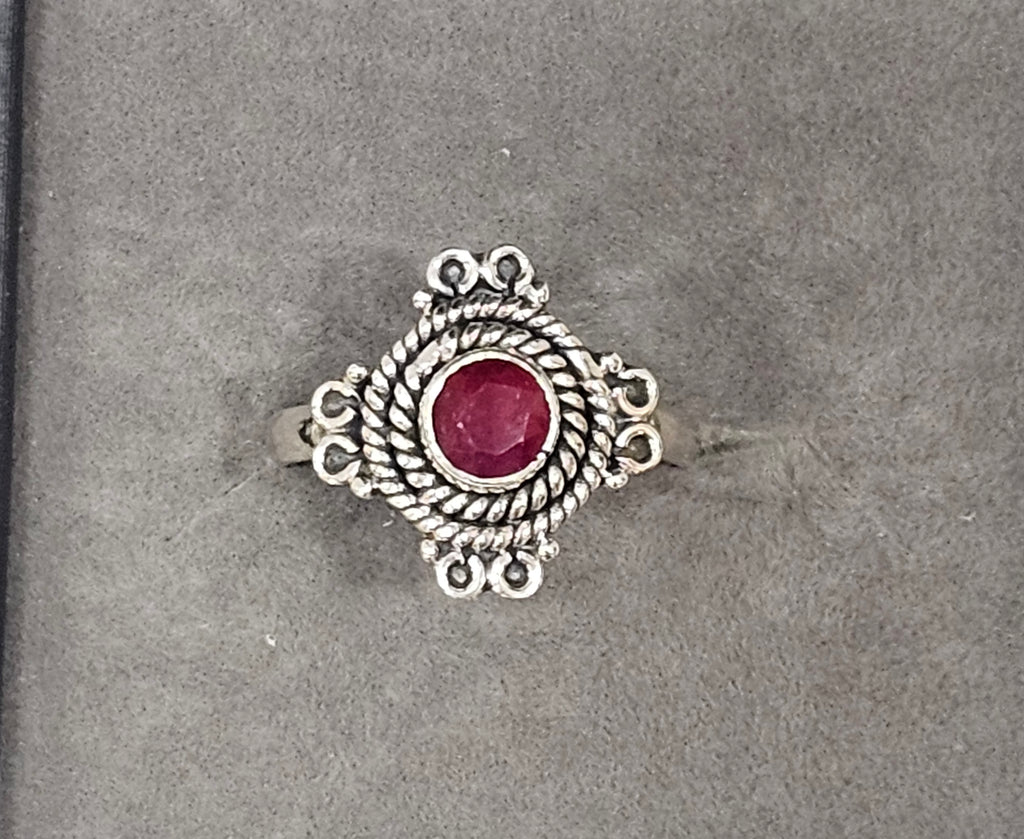 Sterling Silver Ruby Gemstone Ring 6