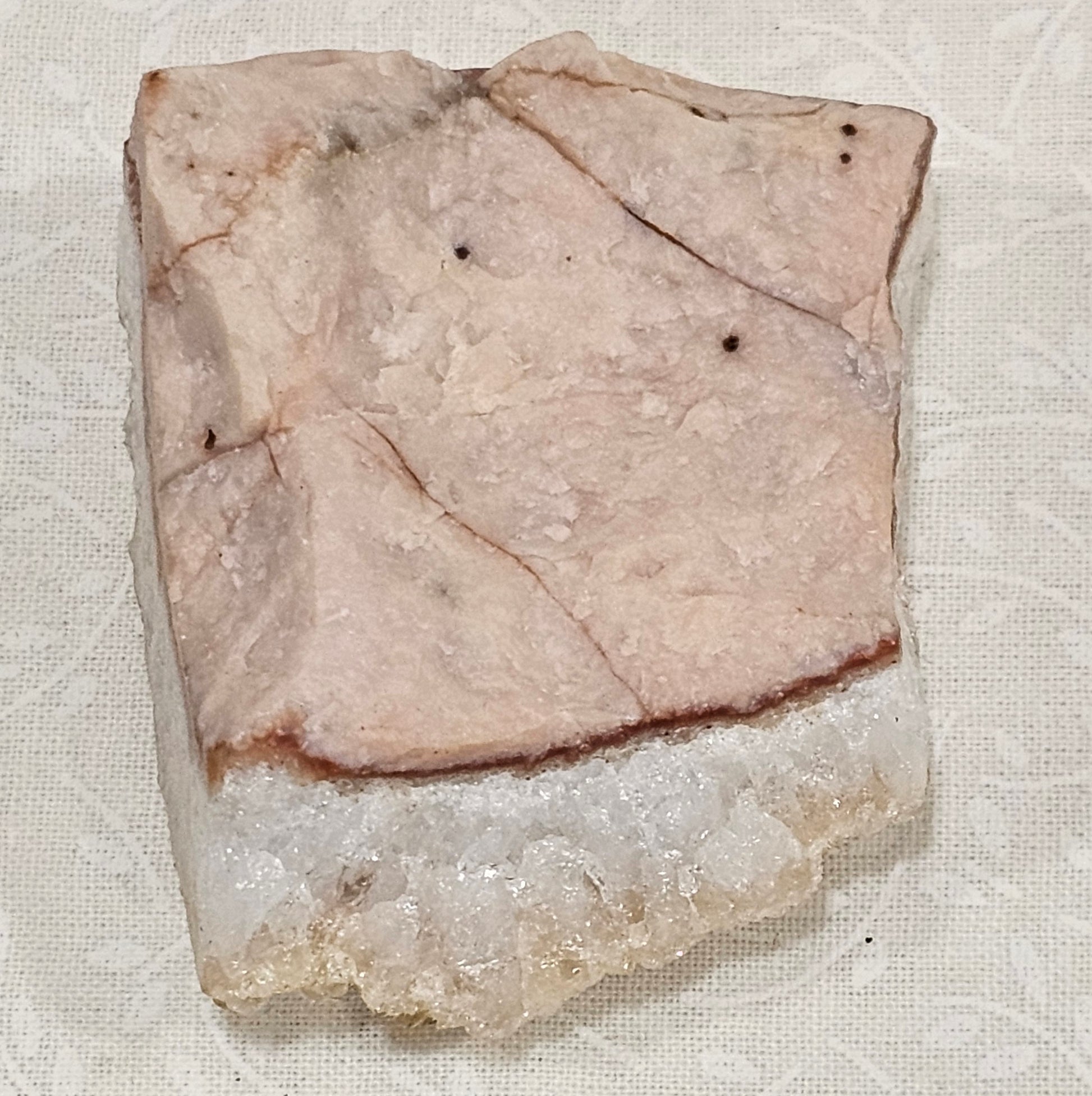 Apophyllite with Pink Calcite Raw Crystal Cluster.