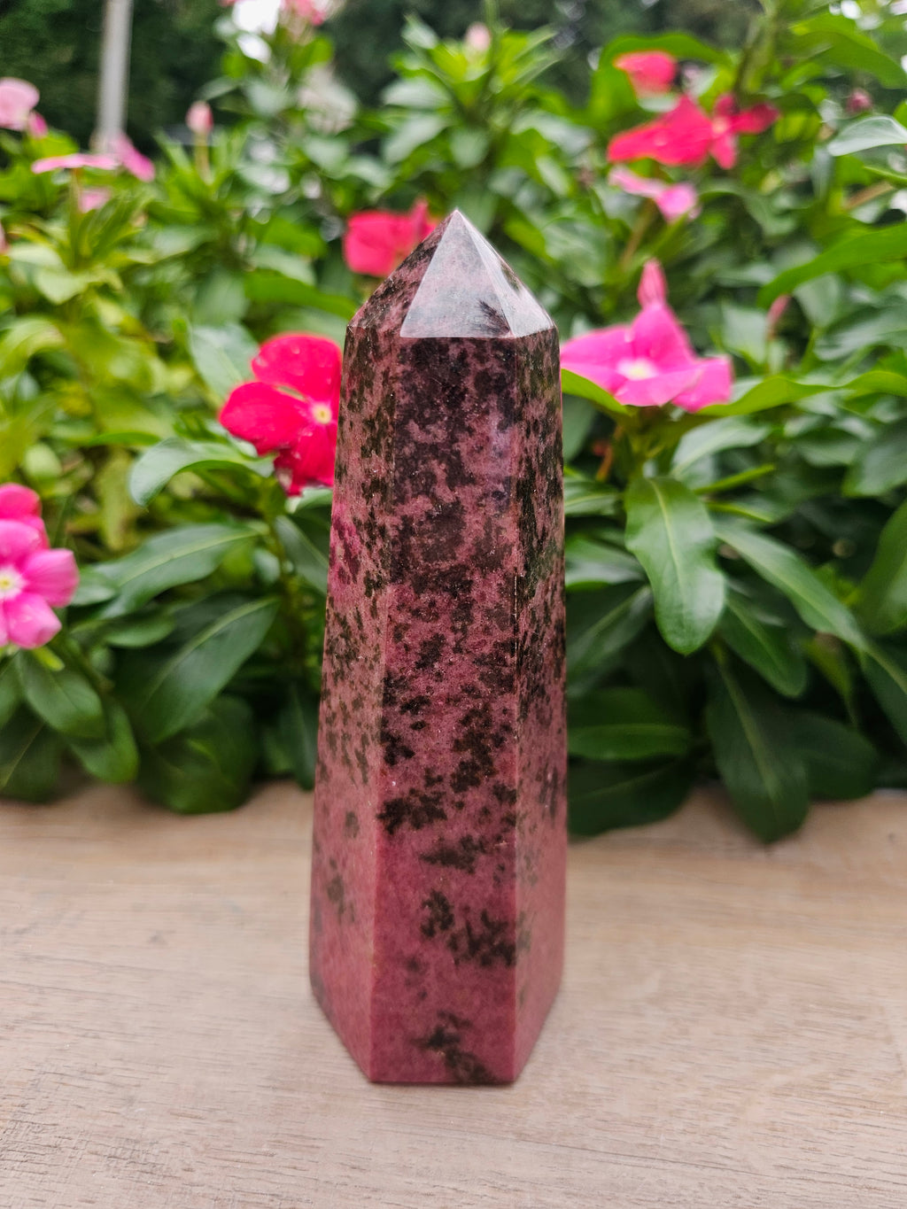Rhodonite Crystal Tower - 6 Inch Polished Point