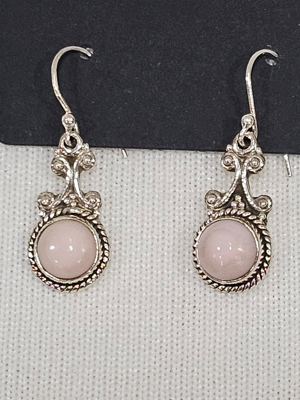 Rose Quartz Earrings - Natural Gemstone Sterling Silver