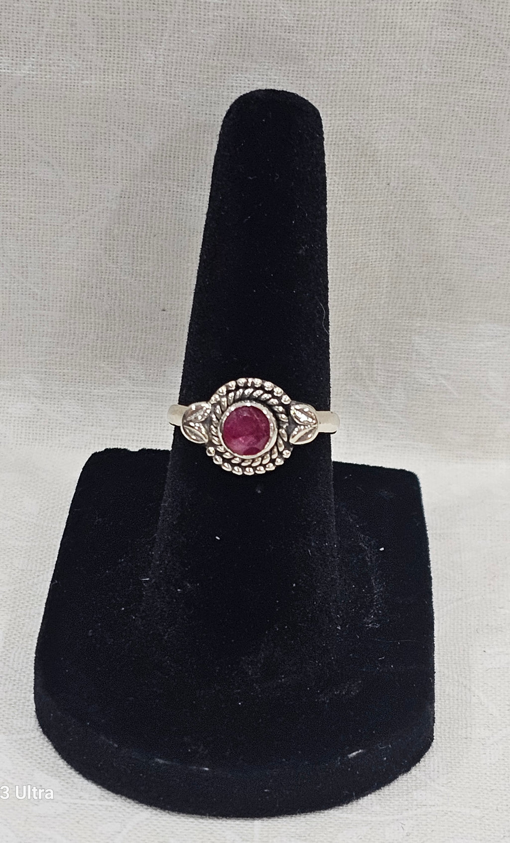 Sterling Silver Ruby Gemstone Ring July Birthstone - Size 5
