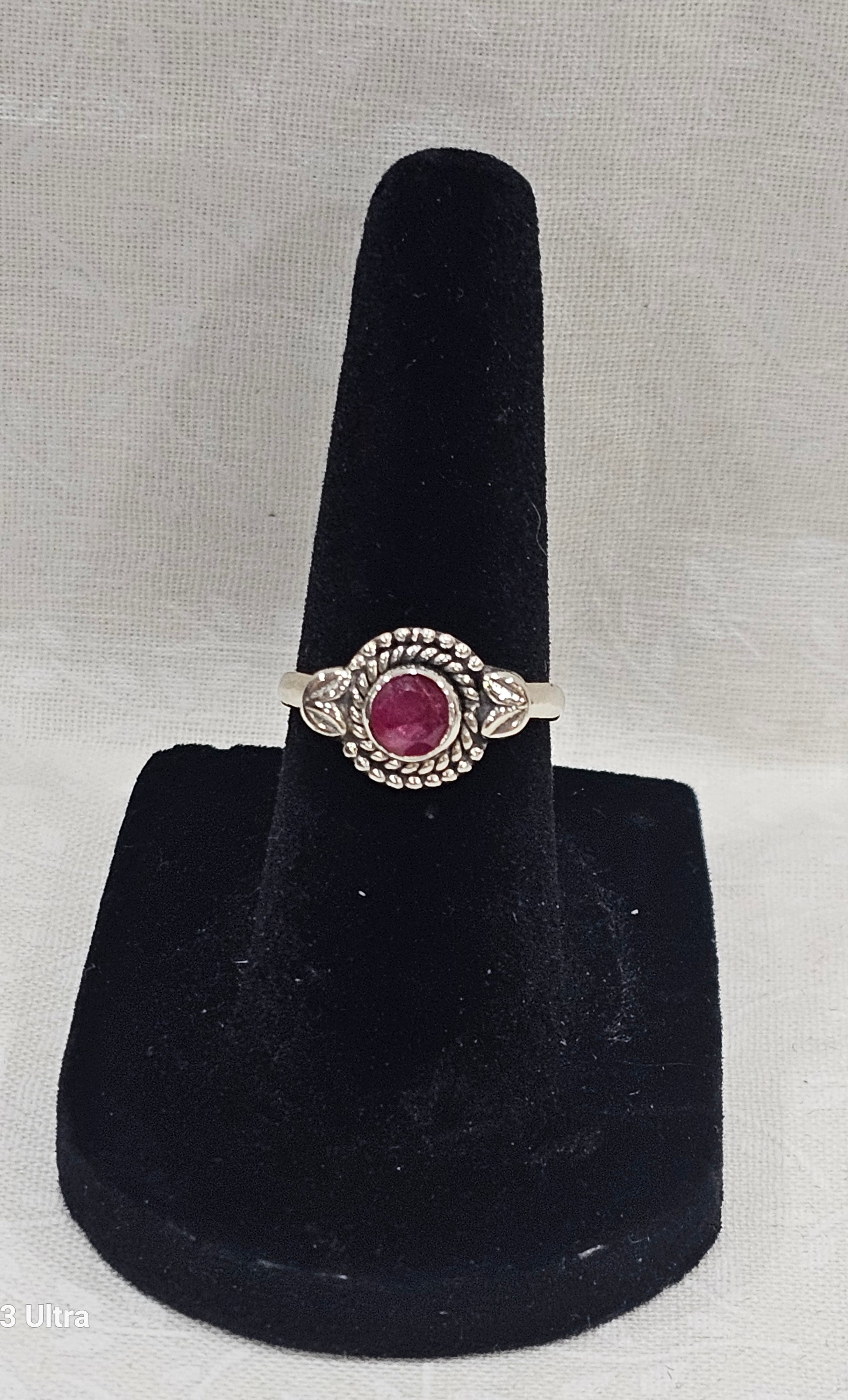 Sterling Silver Ruby Gemstone Ring July Birthstone - Size 5