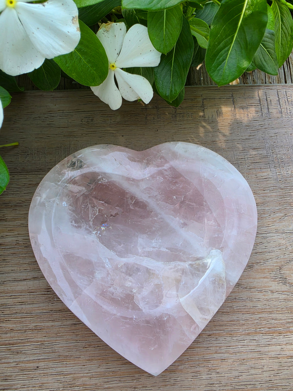 Pink Quartz Crystal Heart Bowl