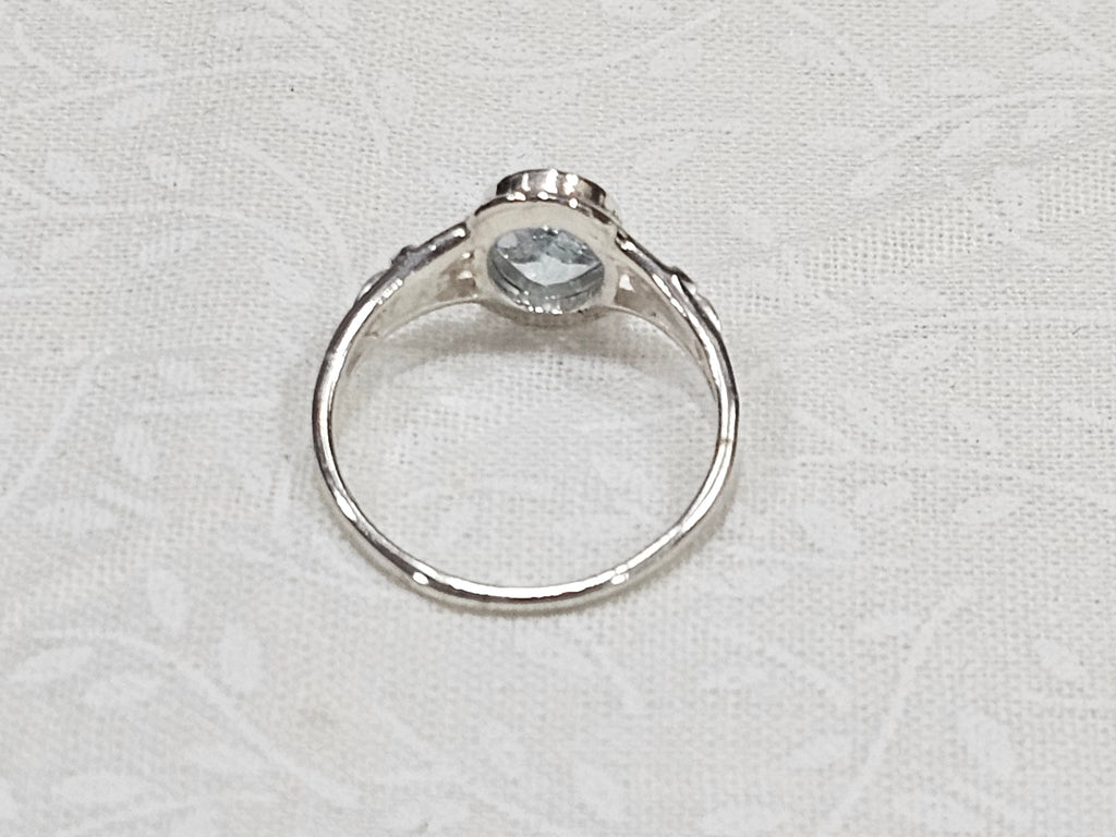 Sterling Silver Aquamarine Gemstone Ring March Birthstone - Size 8