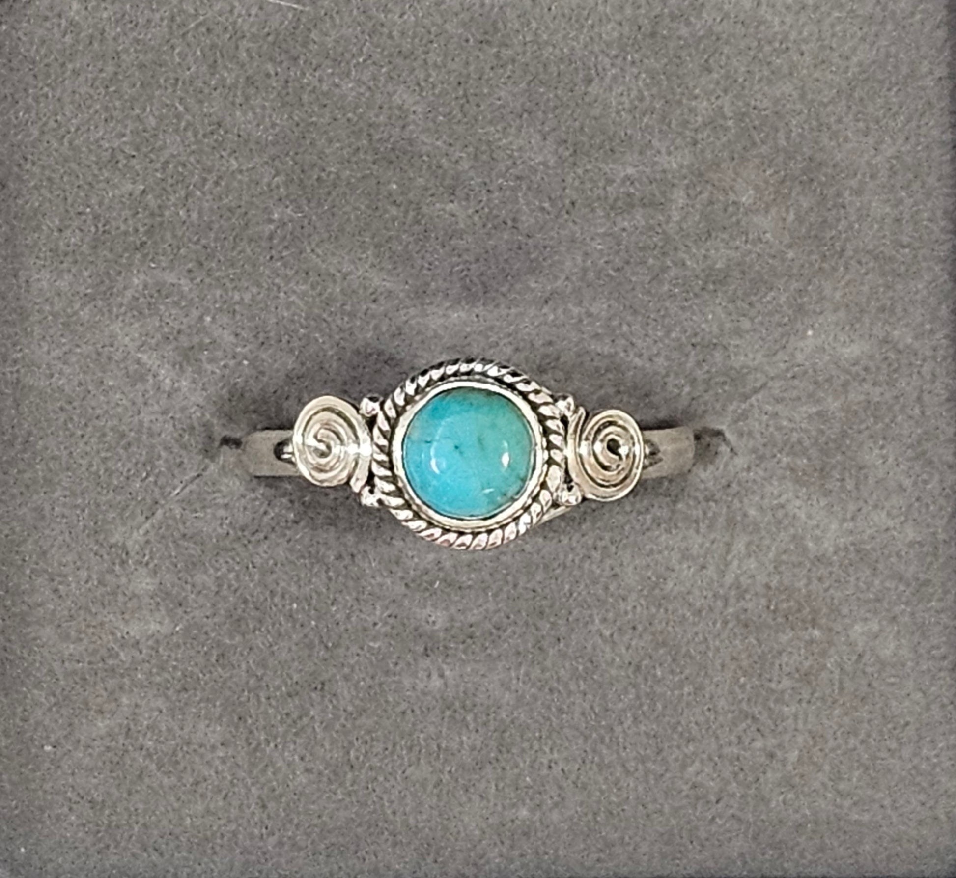 Sterling Silver Amazonite Gemstone Ring - Size 8