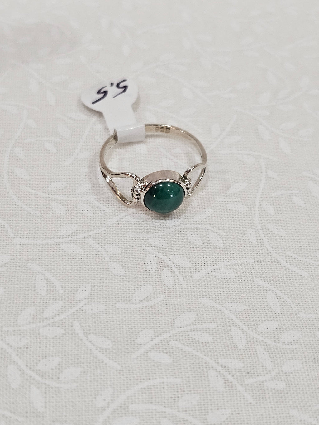 Sterling Silver Malachite Gemstone Ring 5.5